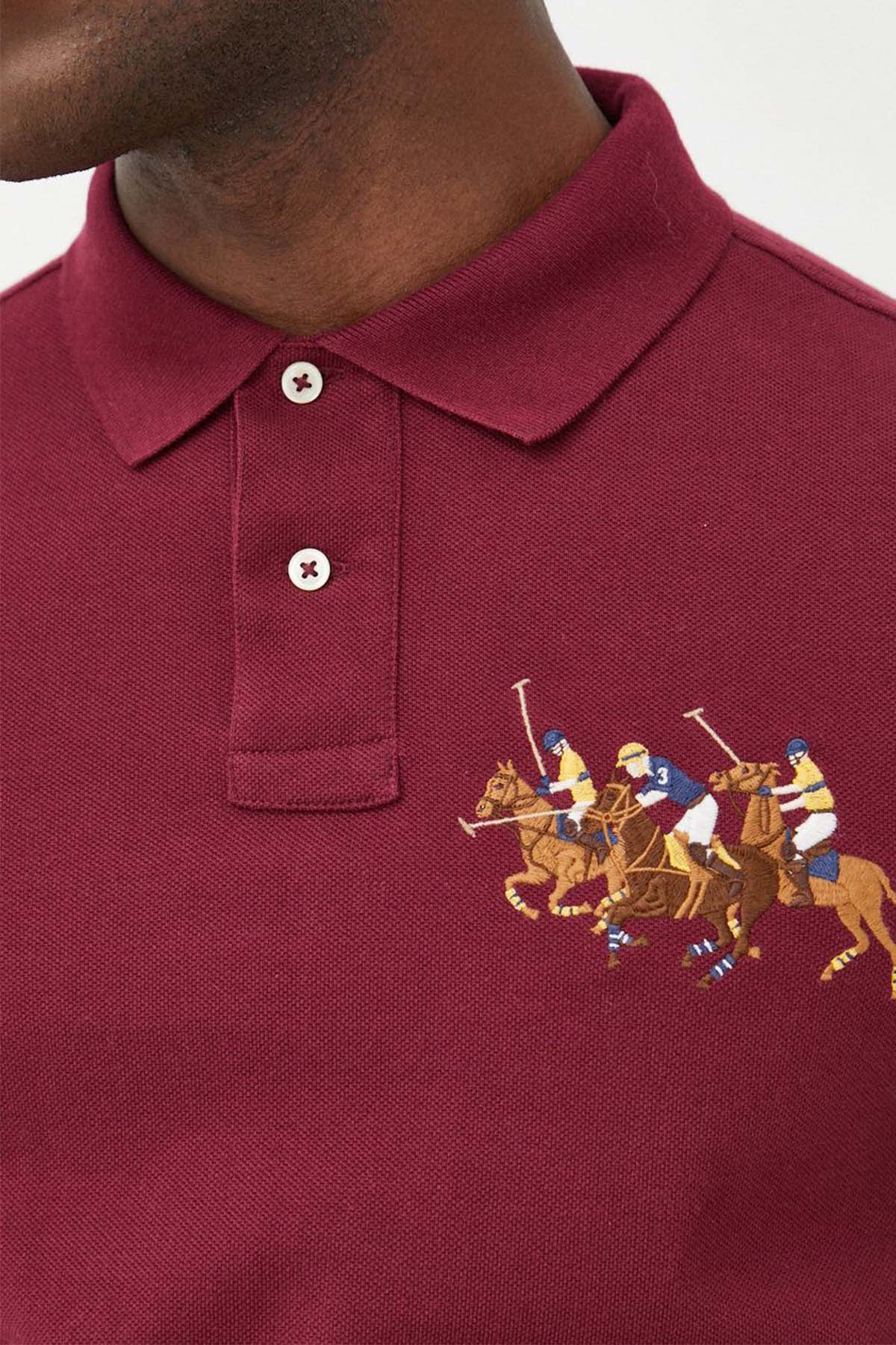 Polo Ralph Lauren Custom Slim Fit Triple Pony Logolu Polo Yaka T-shirt-Libas Trendy Fashion Store