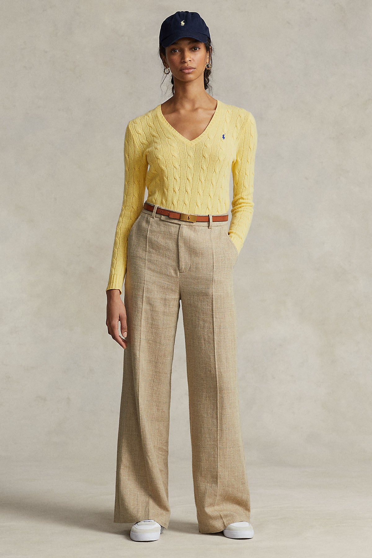 Polo Ralph Lauren V Yaka Saç Örgü Kaşmirli Yün Triko-Libas Trendy Fashion Store