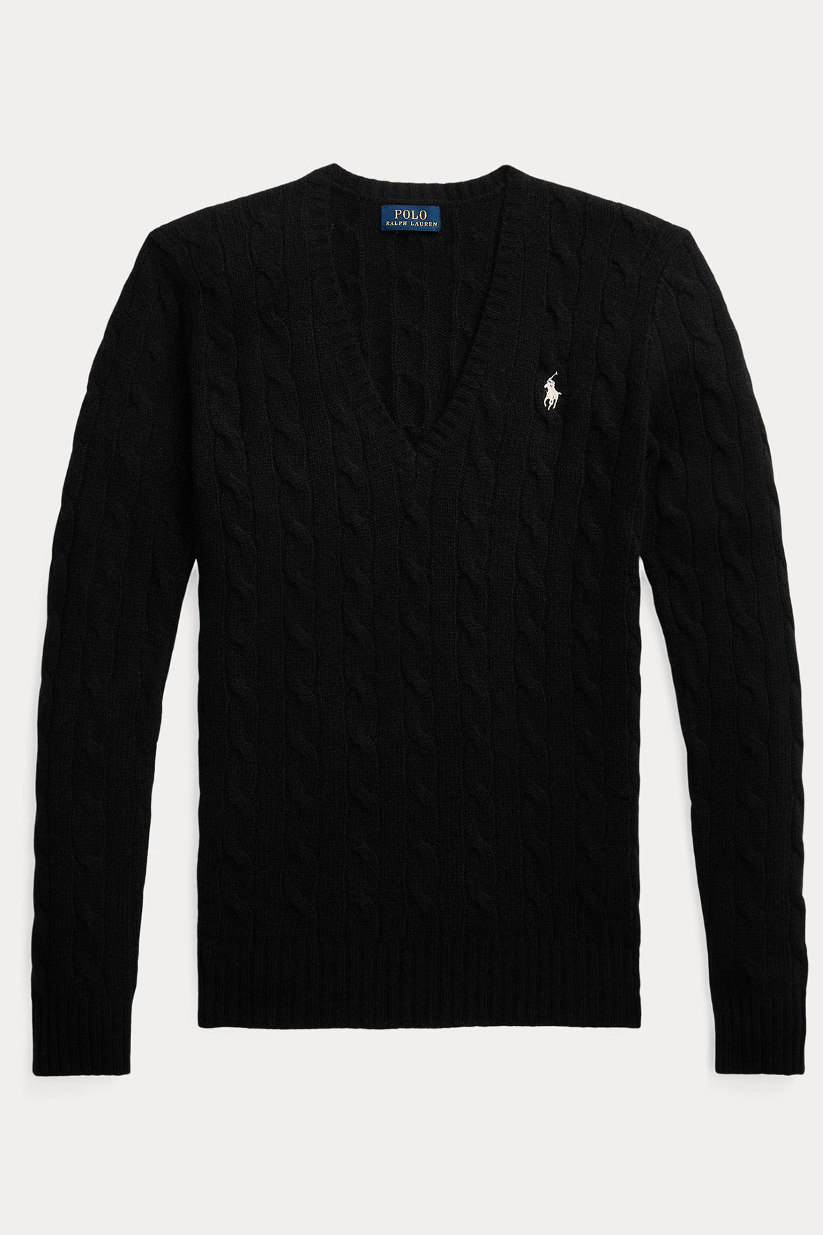 Polo Ralph Lauren V Yaka Saç Örgü Kaşmirli Yün Triko-Libas Trendy Fashion Store