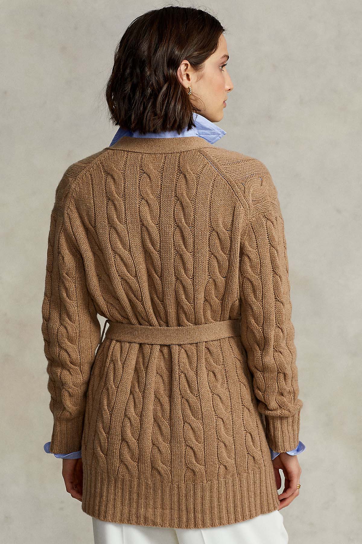 Polo Ralph Lauren Kuşaklı Saç Örgü Kaşmirli Yün Triko Ceket-Libas Trendy Fashion Store