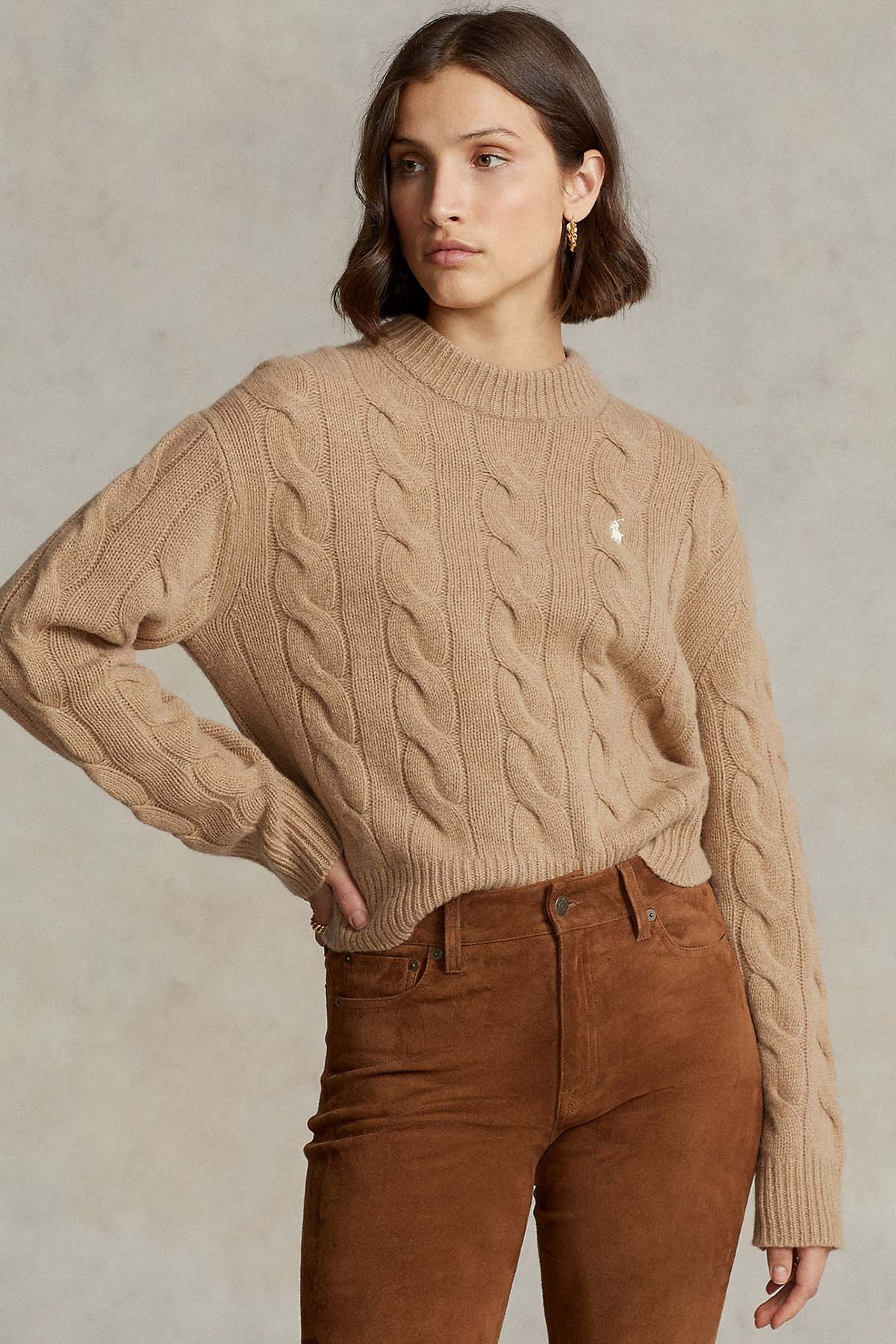 Polo Ralph Lauren Geniş Kesim Saç Örgü Kaşmirli Yün Triko-Libas Trendy Fashion Store