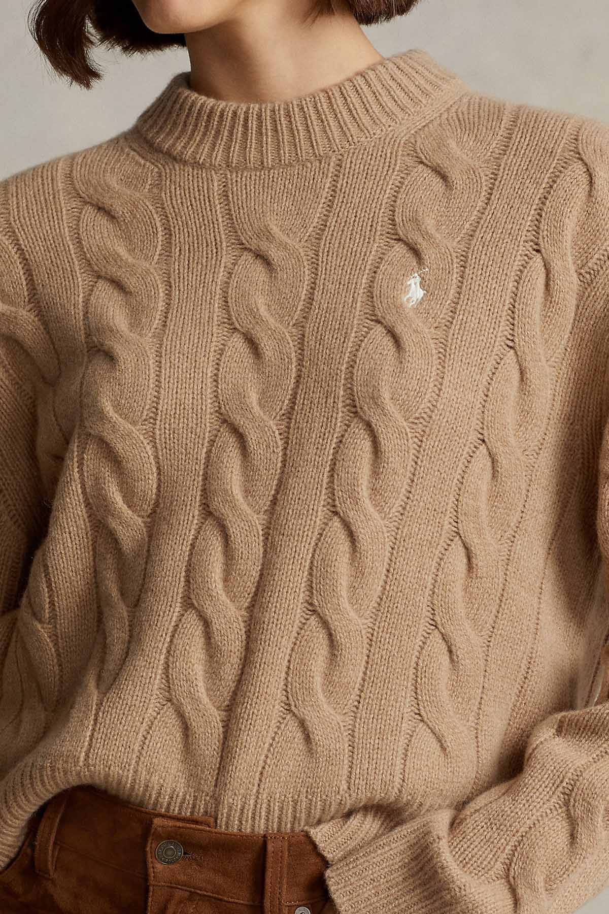 Polo Ralph Lauren Geniş Kesim Saç Örgü Kaşmirli Yün Triko-Libas Trendy Fashion Store