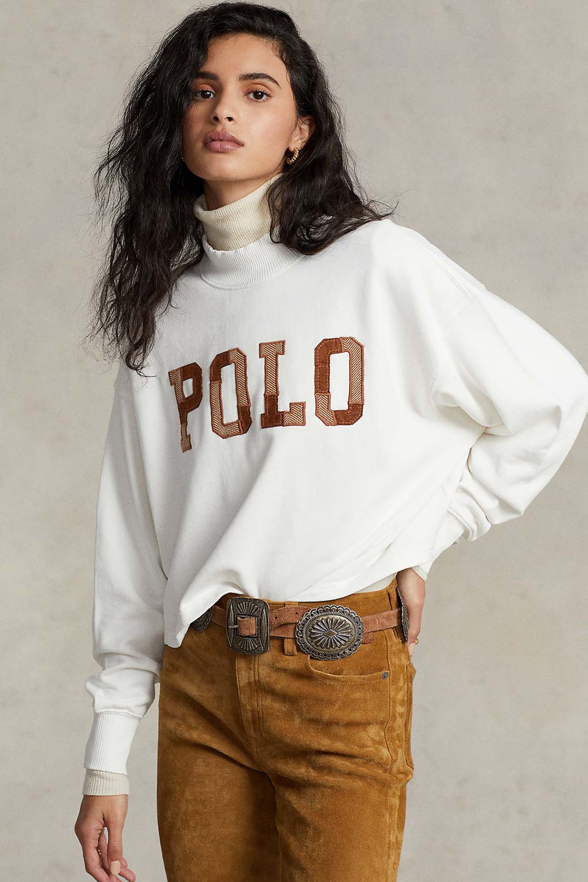 Polo Ralph Lauren Dik Yaka Geniş Kesim Logolu Sweatshirt-Libas Trendy Fashion Store