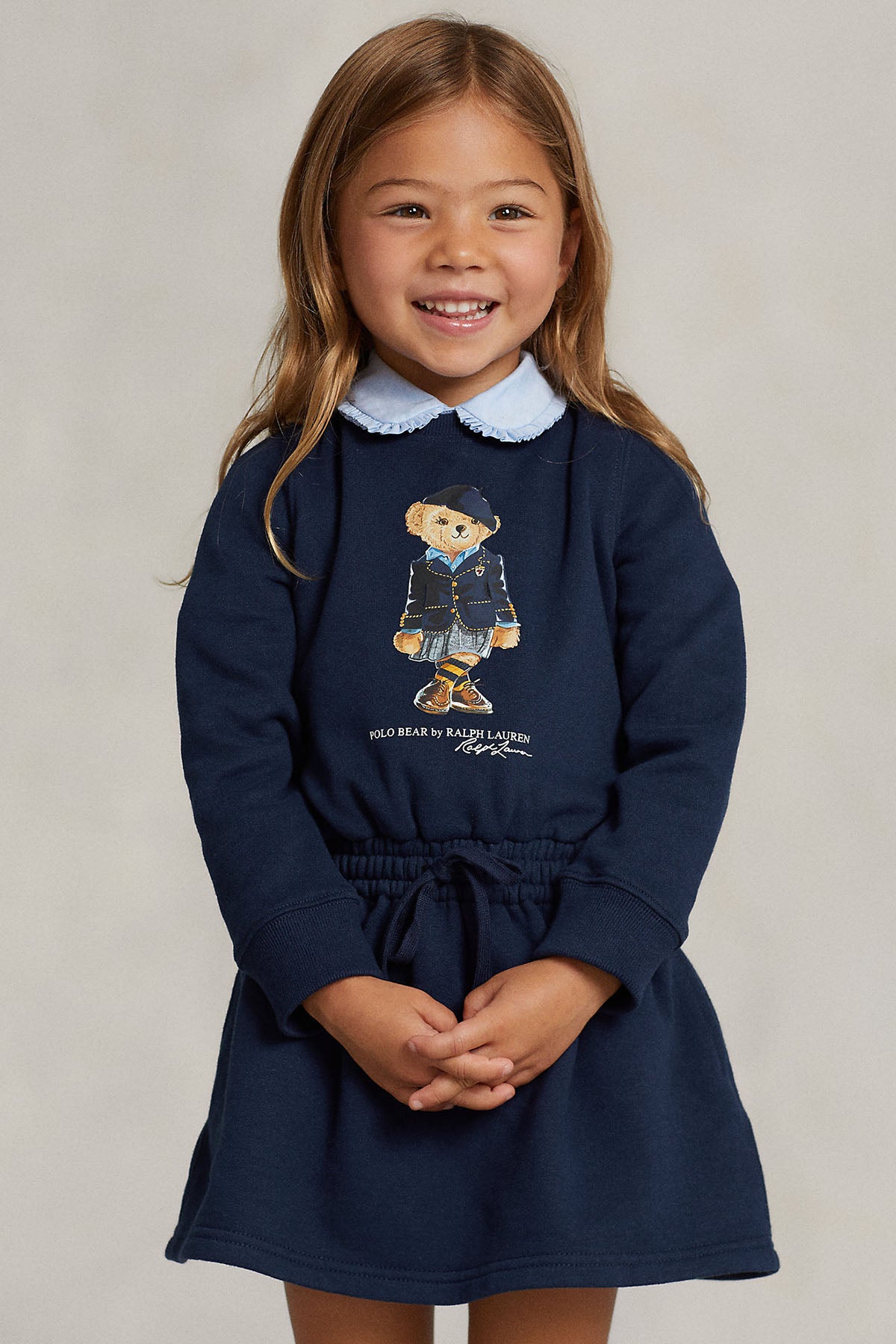 Polo Ralph Lauren Kids 5-6 Yaş Kız Çocuk Polo Bear Sweatshirt Elbise-Libas Trendy Fashion Store