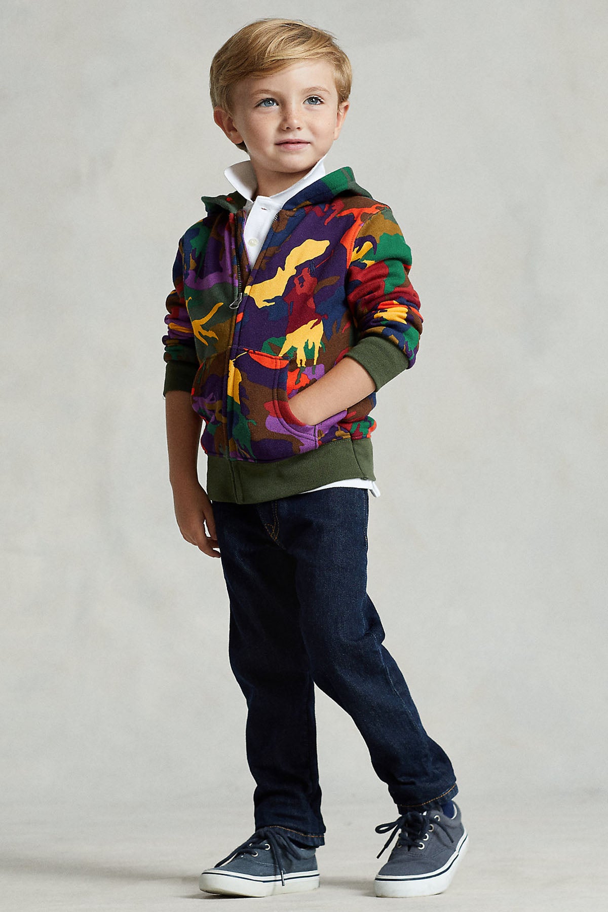 Polo Ralph Lauren Kids 2-4 Yaş Erkek Çocuk Kamuflaj Desenli Sweatshirt Ceket-Libas Trendy Fashion Store