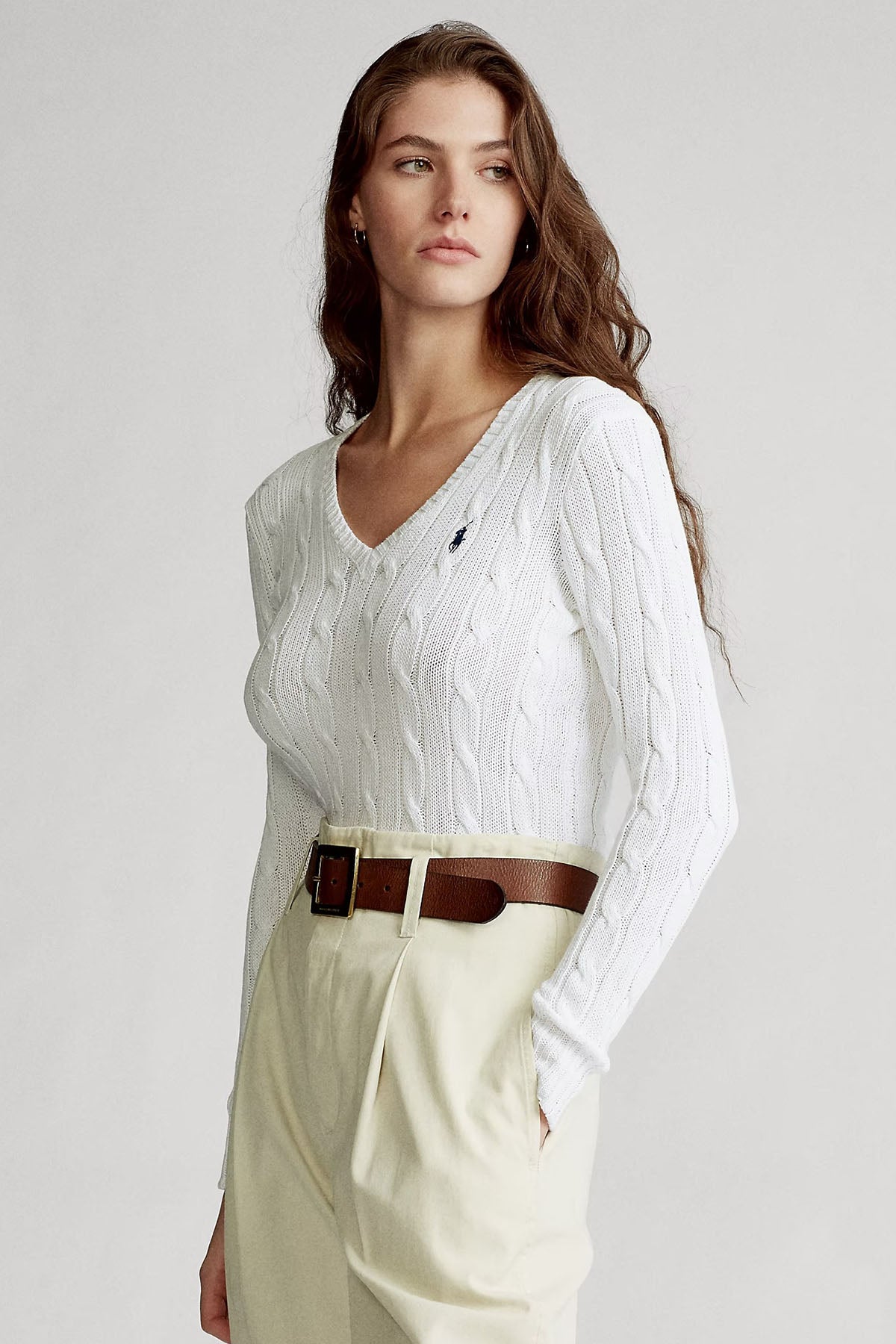 Polo Ralph Lauren Pima Cotton Slim Fit V Yaka Saç Örgü Triko-Libas Trendy Fashion Store