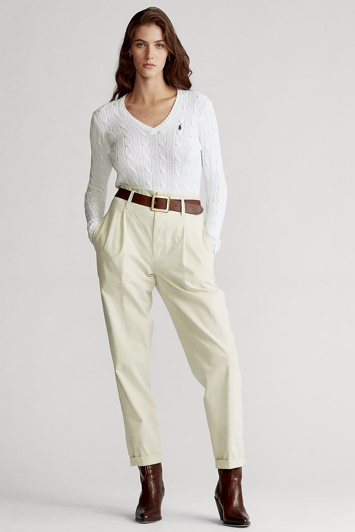 Polo Ralph Lauren Pima Cotton Slim Fit V Yaka Saç Örgü Triko-Libas Trendy Fashion Store