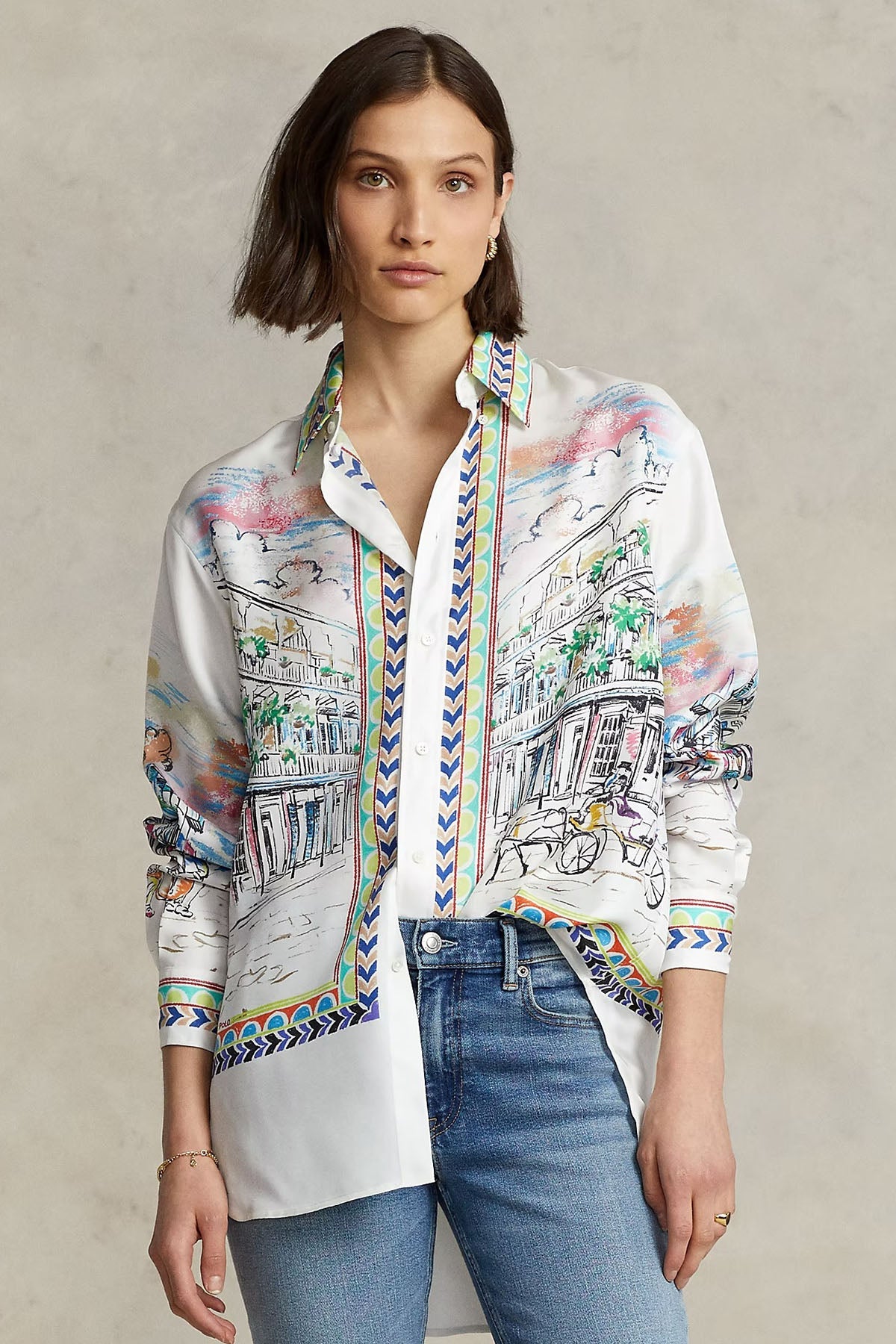 Polo Ralph Lauren Şehir Temalı İpek Gömlek-Libas Trendy Fashion Store