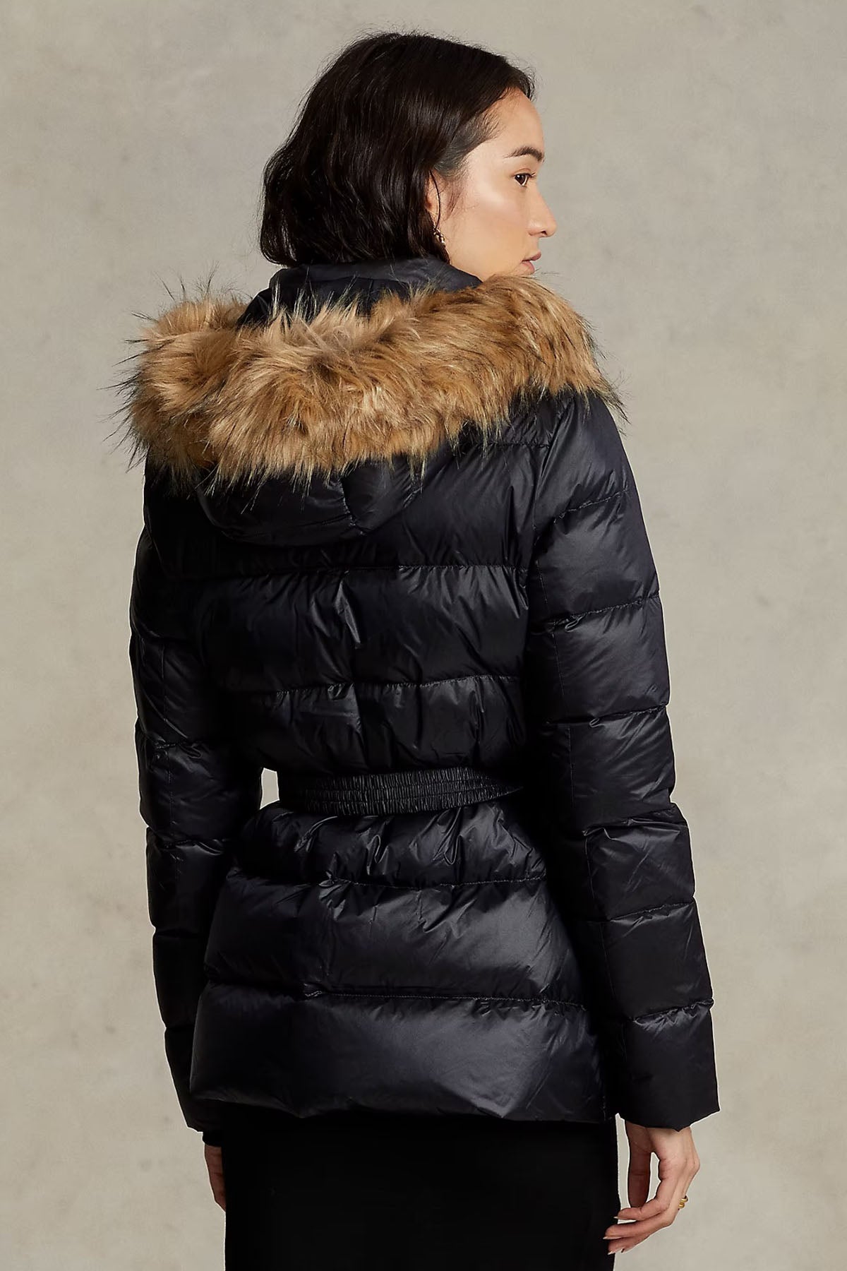 Polo Ralph Lauren Belden Kemerli Kürklü Kapüşonlu Puffer Mont-Libas Trendy Fashion Store