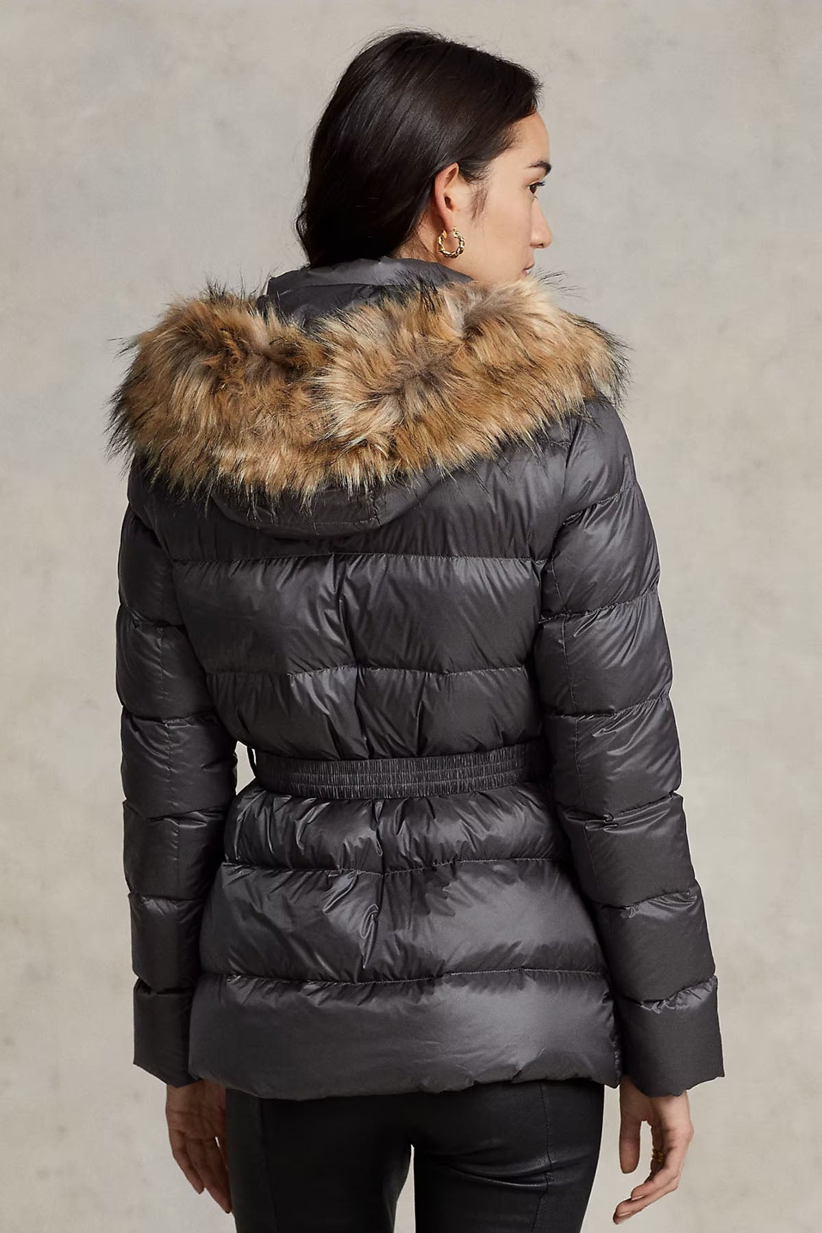 Polo Ralph Lauren Belden Kemerli Kürklü Kapüşonlu Puffer Mont-Libas Trendy Fashion Store