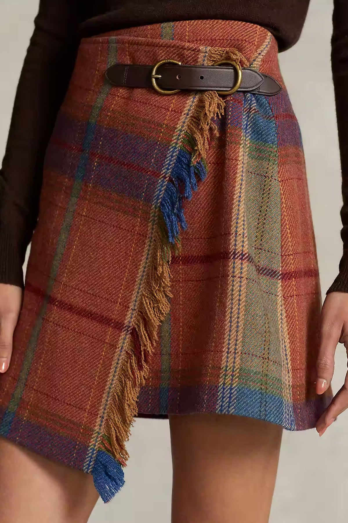 Polo Ralph Lauren Ekoseli Püsküllü Mini Yün Etek-Libas Trendy Fashion Store