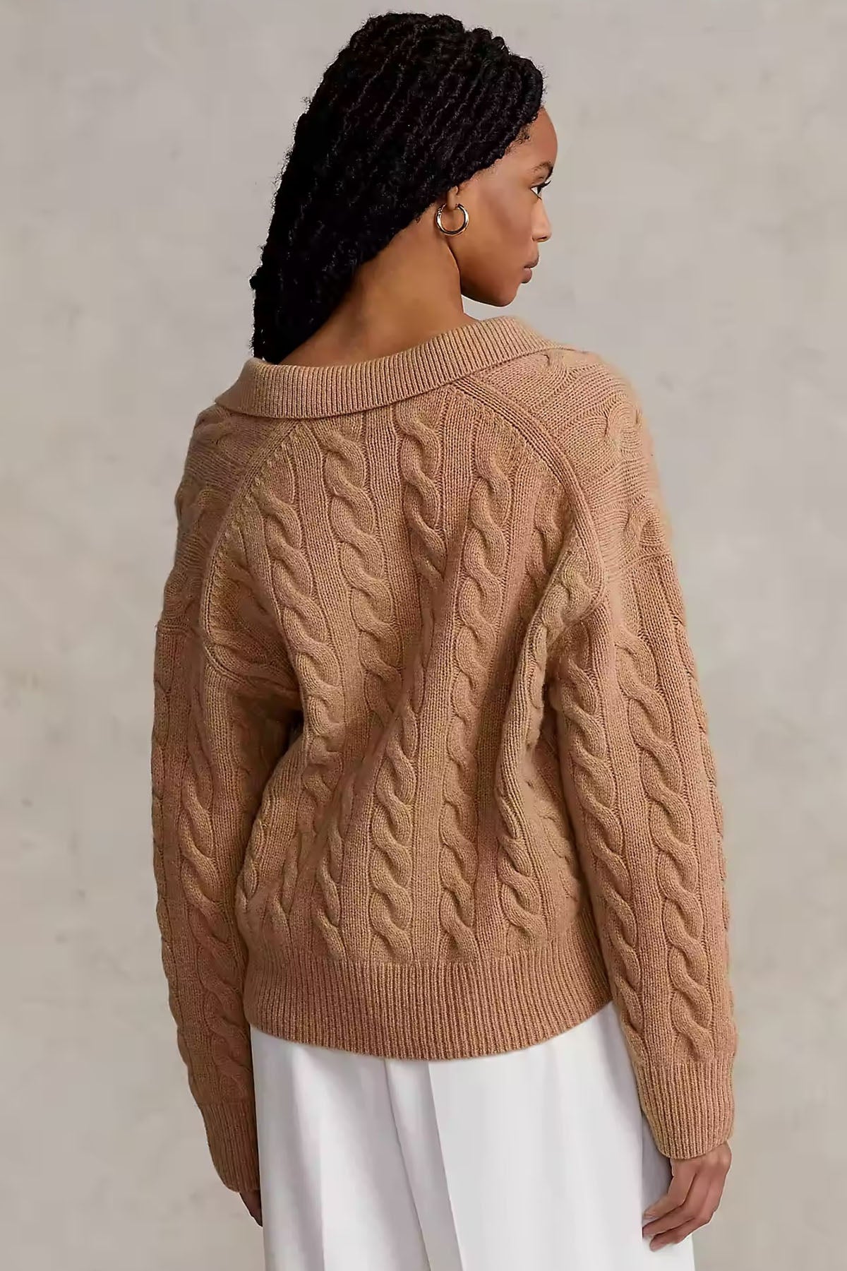 Polo Ralph Lauren Geniş Kesim V Yaka Kaşmirli Saç Örgü Triko-Libas Trendy Fashion Store