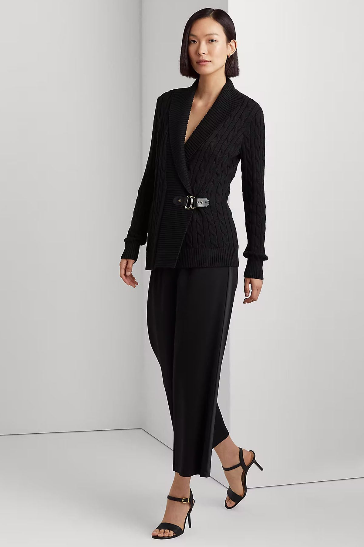 Polo Ralph Lauren Saç Örgü Kemerli Şal Yaka Triko Ceket-Libas Trendy Fashion Store