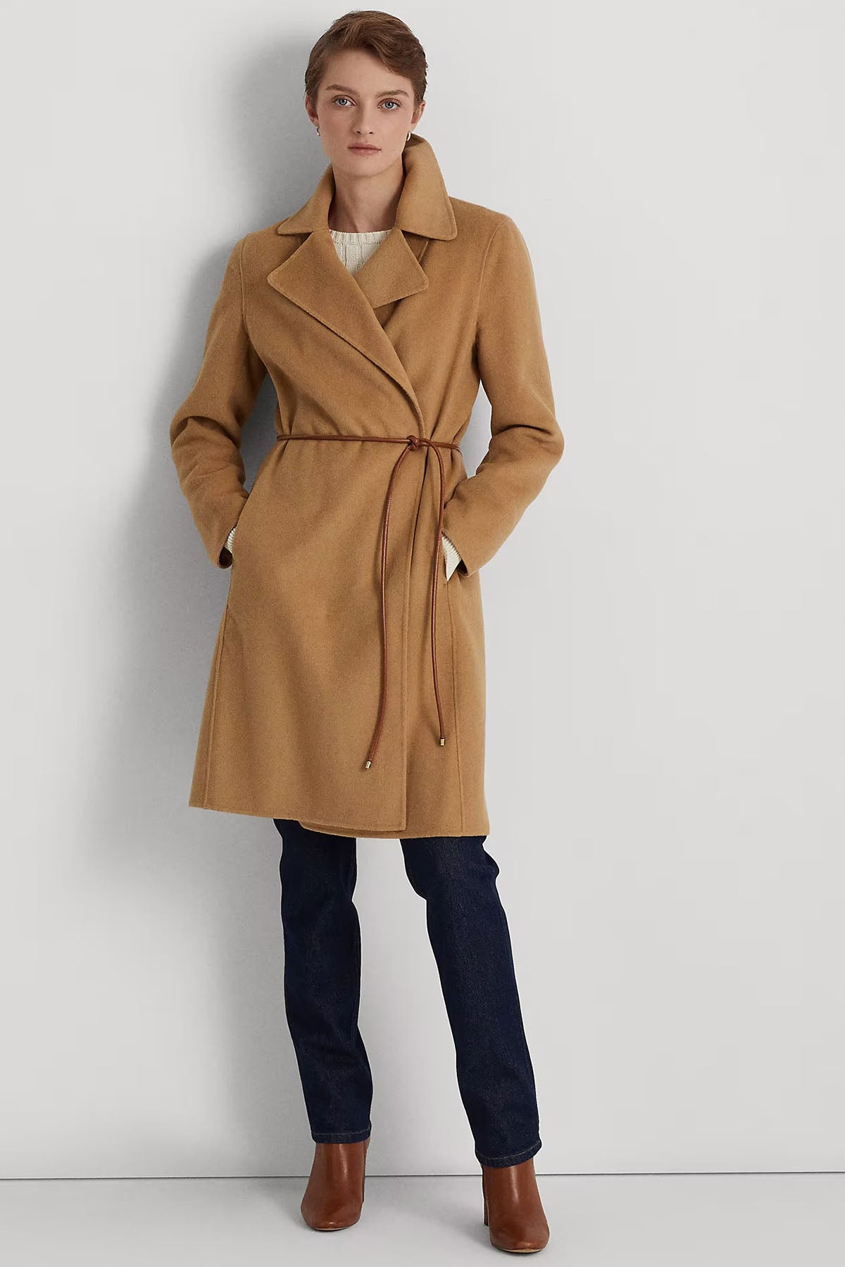 Polo Ralph Lauren Deri Kemerli Geniş Yaka Yün Kaban-Libas Trendy Fashion Store