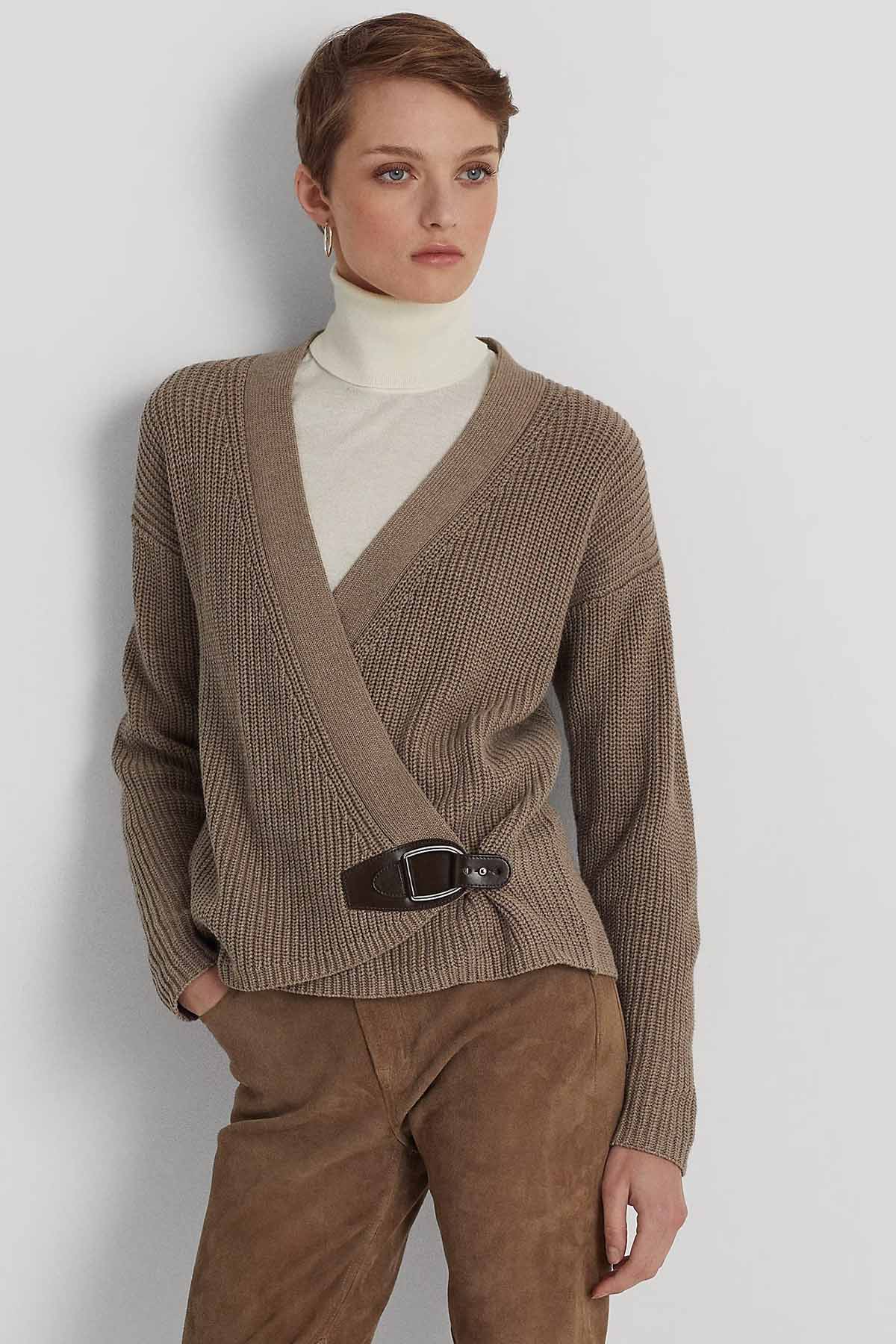 Polo Ralph Lauren Derin V Yaka Kemerli Örgü Triko Ceket-Libas Trendy Fashion Store