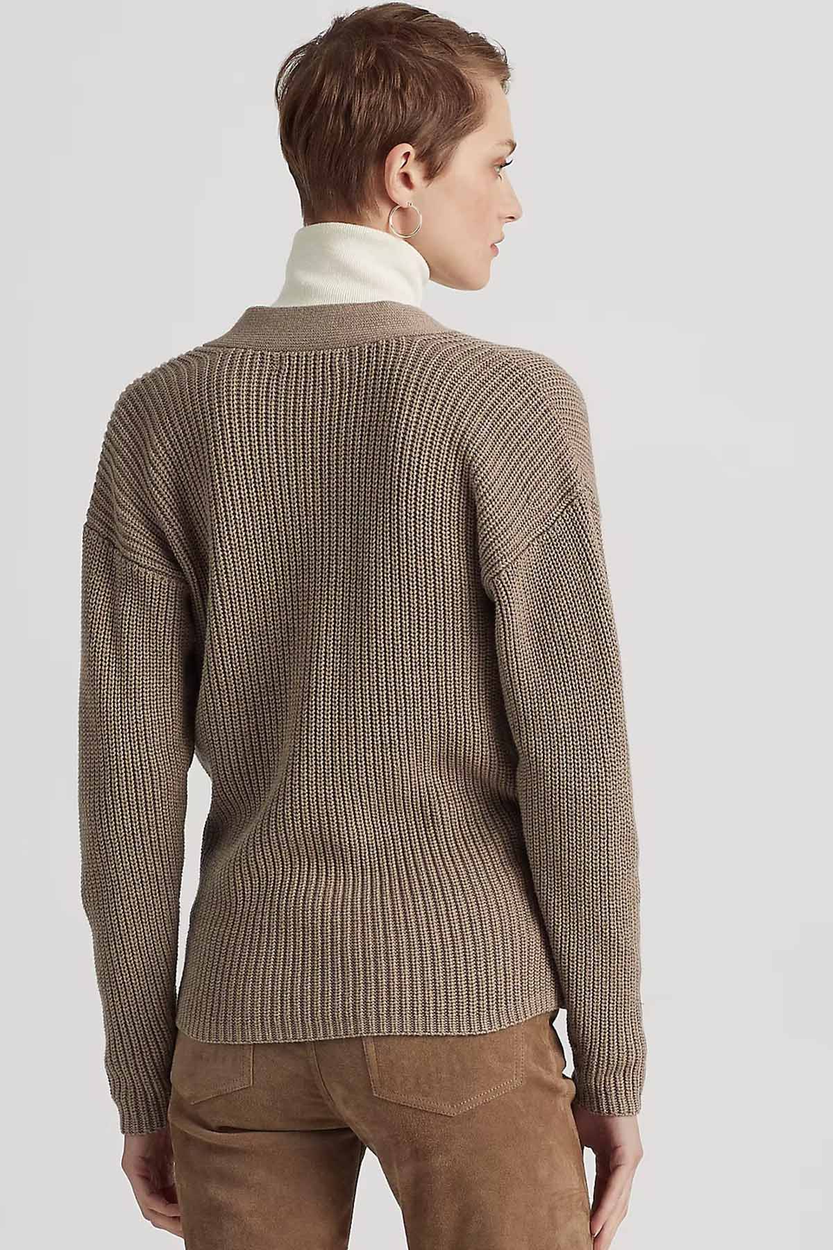 Polo Ralph Lauren Derin V Yaka Kemerli Örgü Triko Ceket-Libas Trendy Fashion Store