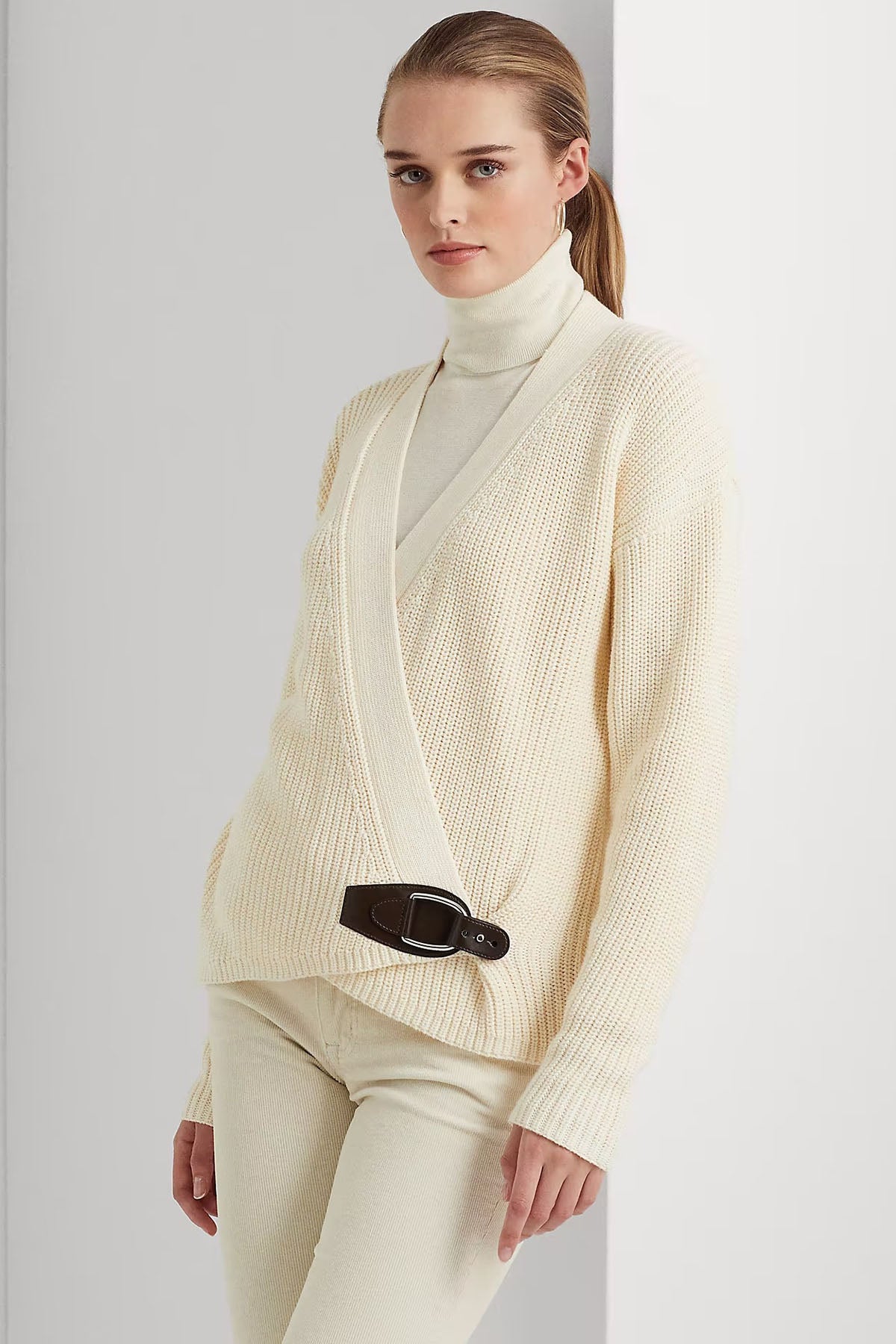 Polo Ralph Lauren Derin V Yaka Kemerli Örgü Triko Ceket-Libas Trendy Fashion Store