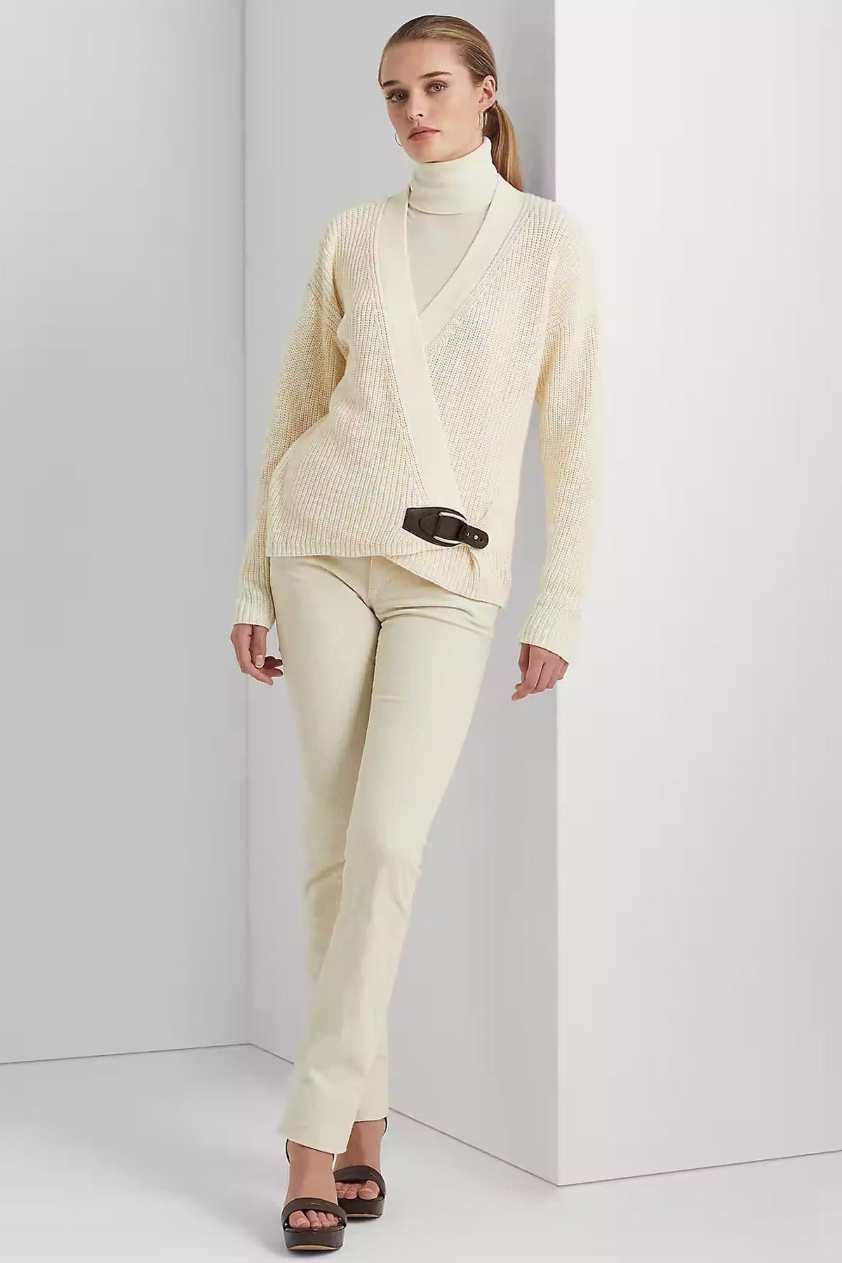 Polo Ralph Lauren Derin V Yaka Kemerli Örgü Triko Ceket-Libas Trendy Fashion Store