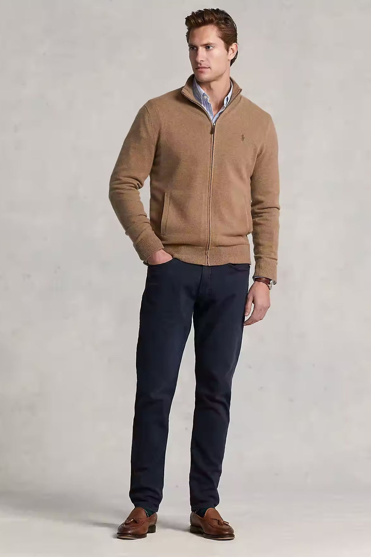 Polo Ralph Lauren Dik Yaka Yün Triko Ceket-Libas Trendy Fashion Store