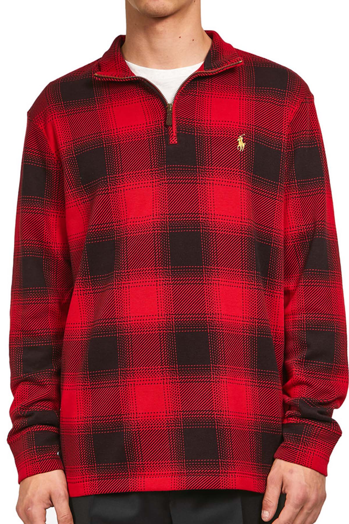 Polo Ralph Lauren Dik Yaka Yarım Fermuarlı Ekose Desenli Triko-Libas Trendy Fashion Store