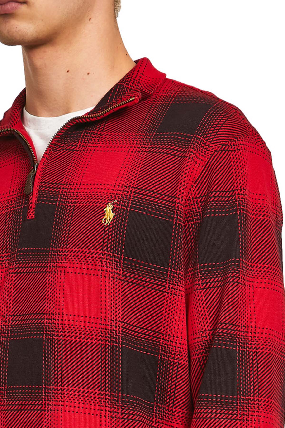 Polo Ralph Lauren Dik Yaka Yarım Fermuarlı Ekose Desenli Triko-Libas Trendy Fashion Store