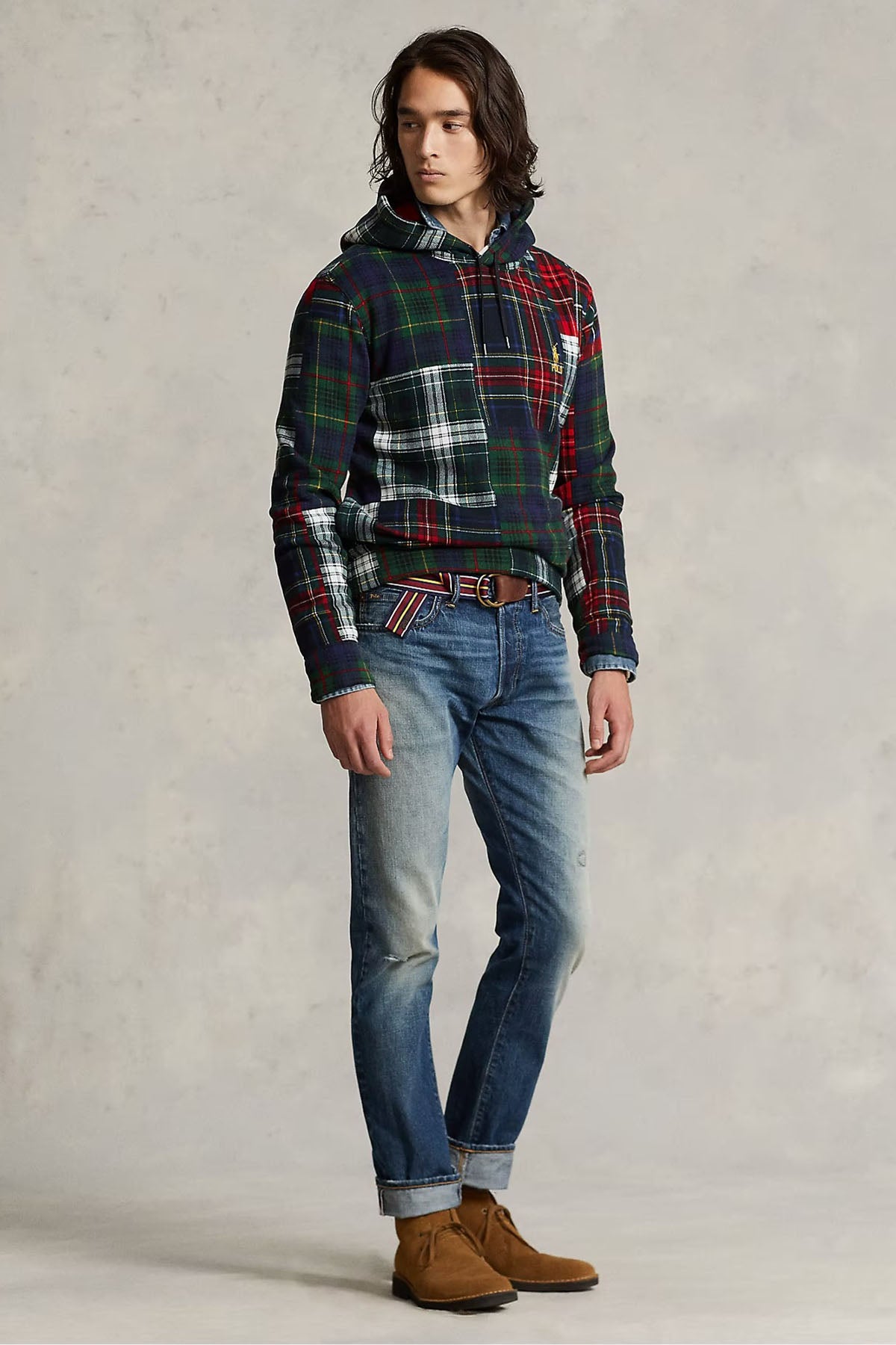 Polo Ralph Lauren Patchwork Ekose Desenli Kapüşonlu Sweatshirt-Libas Trendy Fashion Store