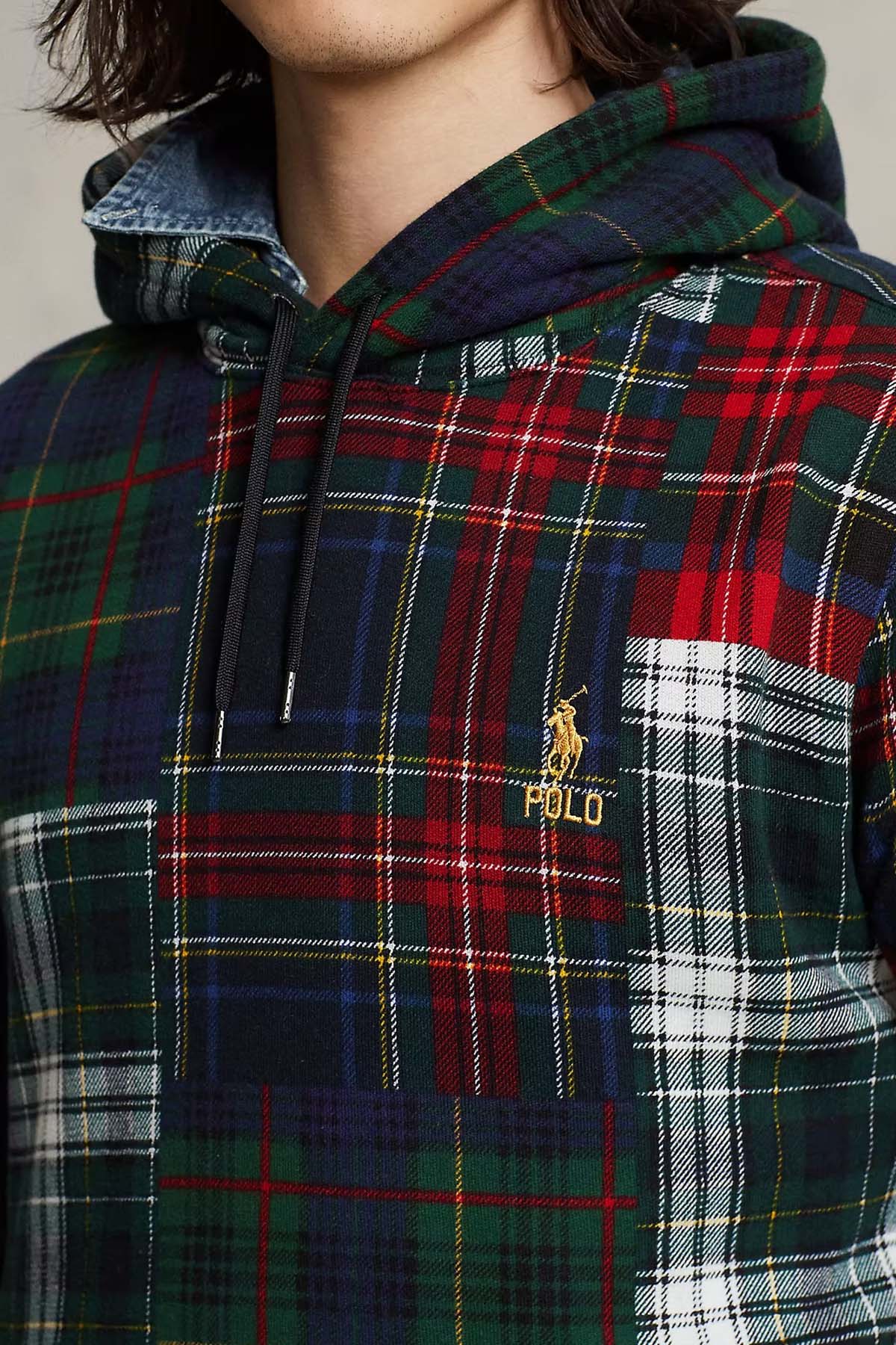 Polo Ralph Lauren Patchwork Ekose Desenli Kapüşonlu Sweatshirt-Libas Trendy Fashion Store