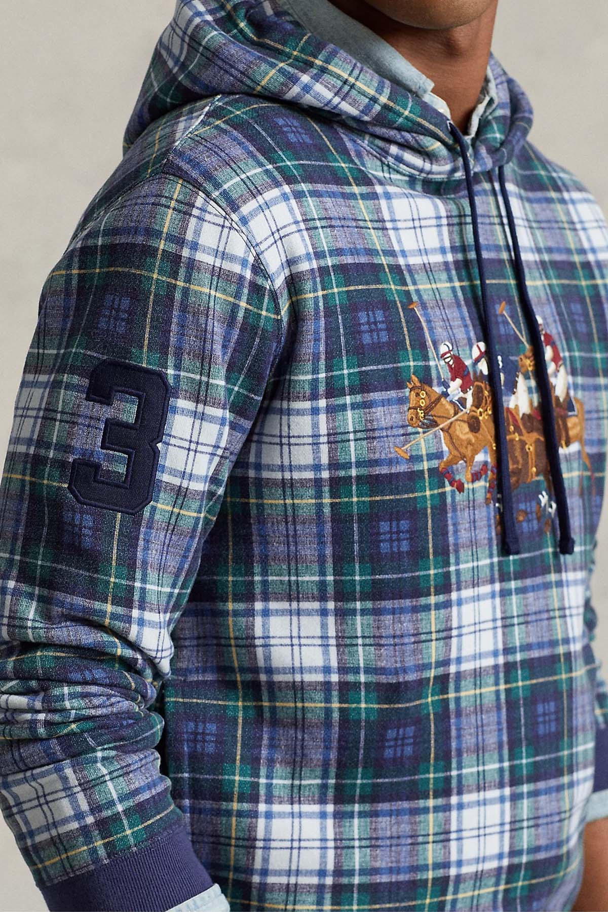 Polo Ralph Lauren Ekose Desenli Triple Pony Kapüşonlu Sweatshirt-Libas Trendy Fashion Store