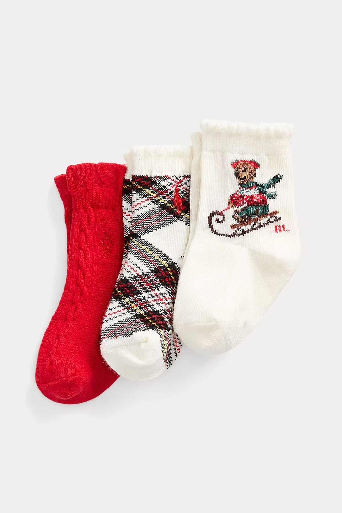 Polo Ralph Lauren Kids 18-24 Aylık Kız Bebek 3'lü Paket Polo Bear Çorap-Libas Trendy Fashion Store