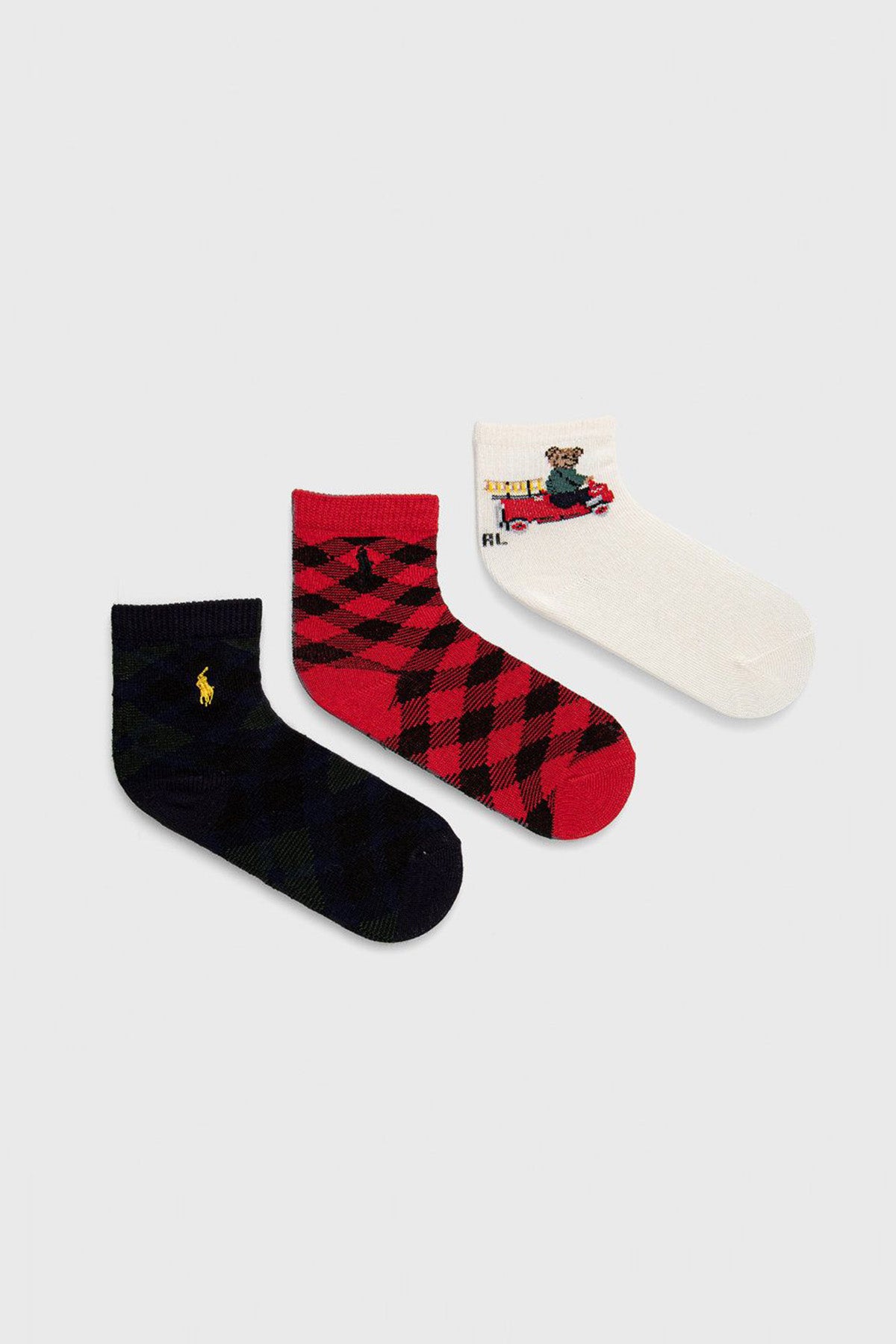 Polo Ralph Lauren Kids 18-24 Aylık Unisex Bebek 3'lü Paket Polo Bear Çorap-Libas Trendy Fashion Store