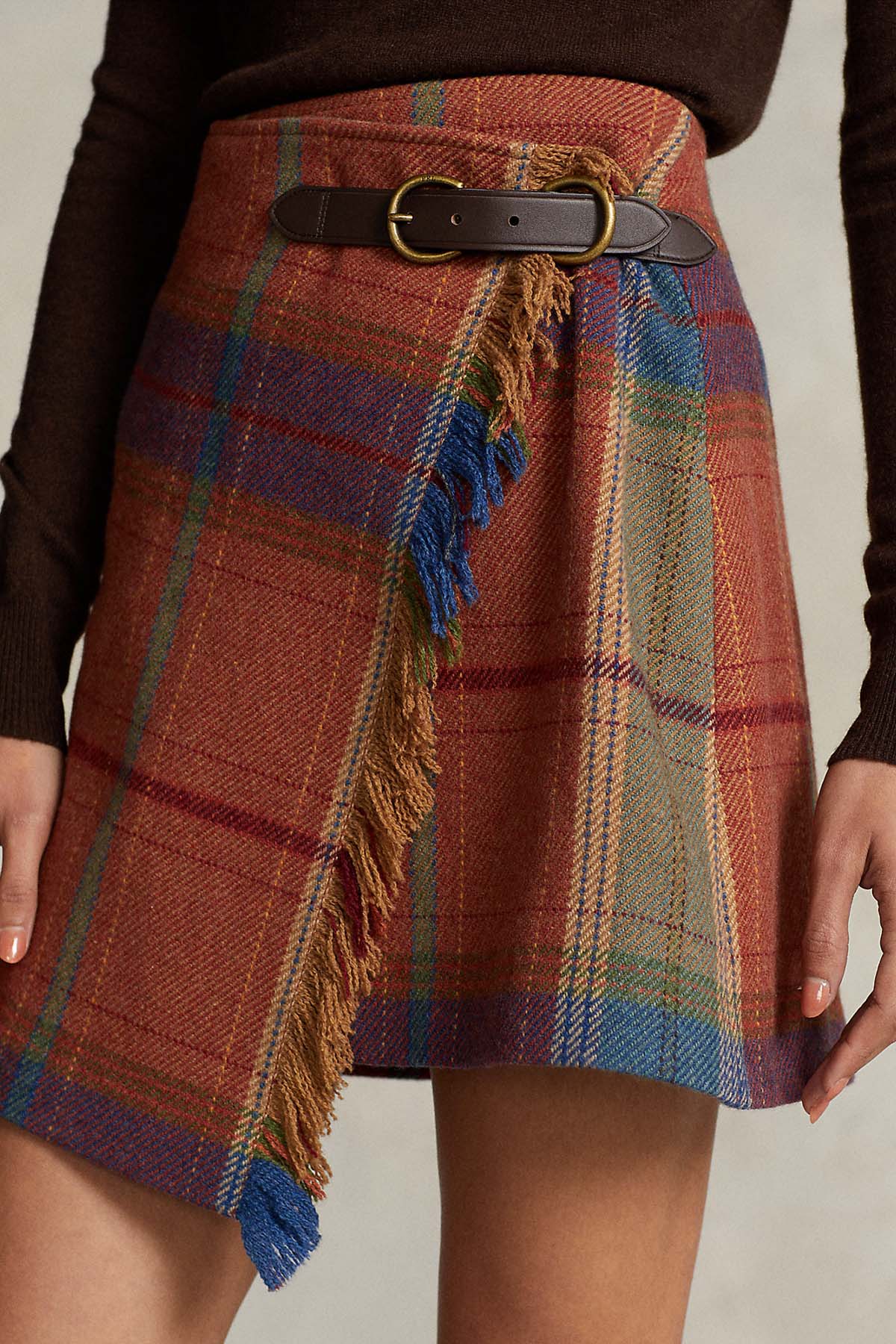 Polo Ralph Lauren Ekoseli Püsküllü Mini Yün Etek-Libas Trendy Fashion Store