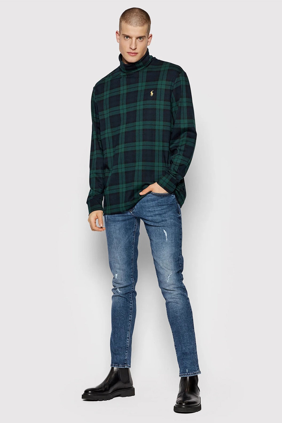 Polo Ralph Lauren Ekose Balıkçı Yaka Uzun Kollu T-shirt-Libas Trendy Fashion Store