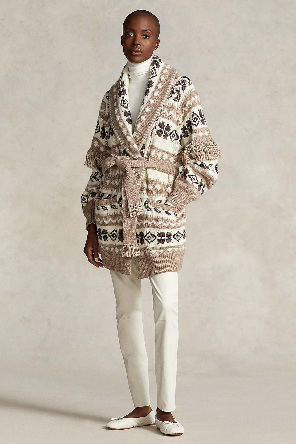 Polo Ralph Lauren Fair Isle Desen Kuşaklı Yün Örgü Ceket-Libas Trendy Fashion Store