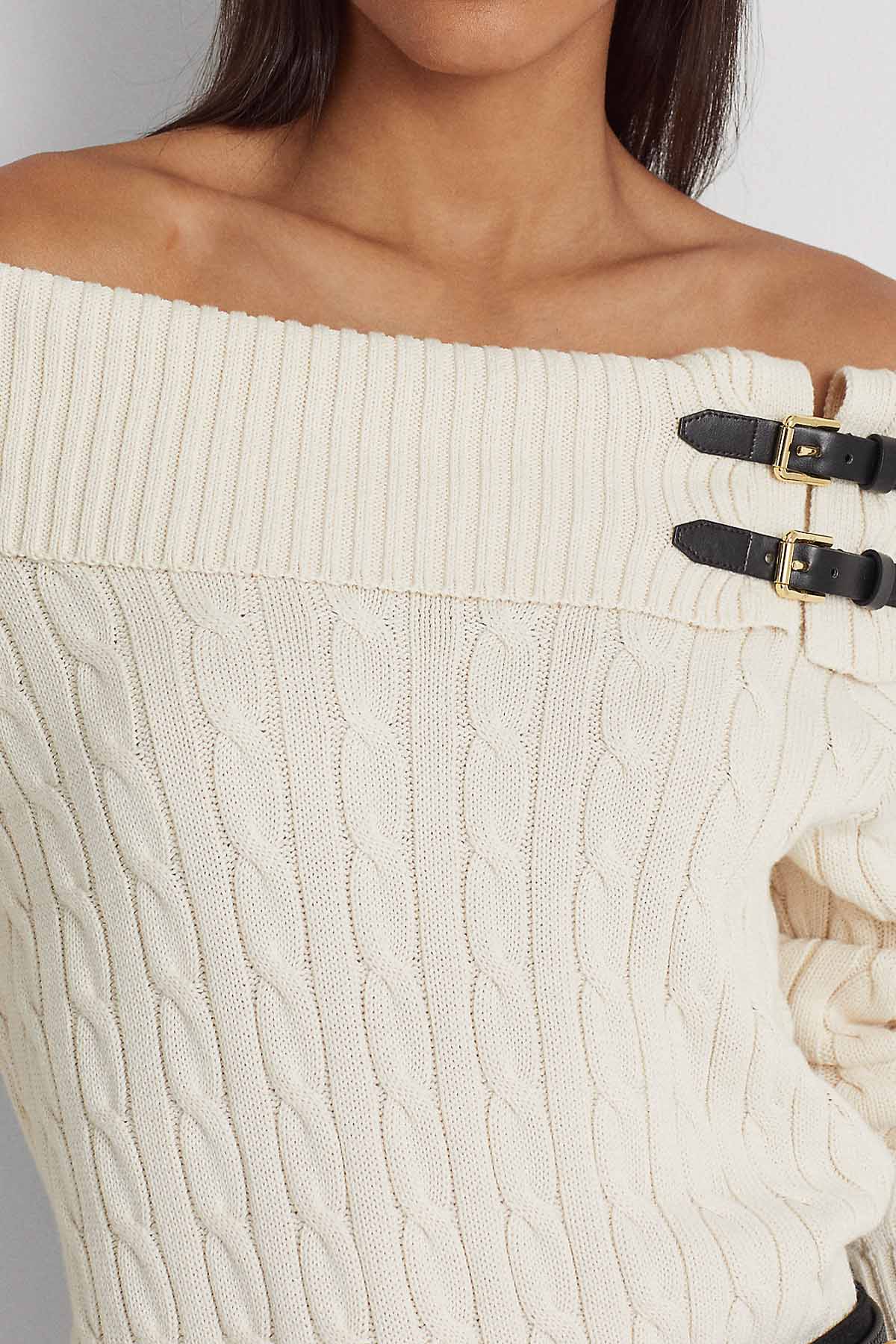 Polo Ralph Lauren Kayık Yaka Saç Örgü Triko-Libas Trendy Fashion Store