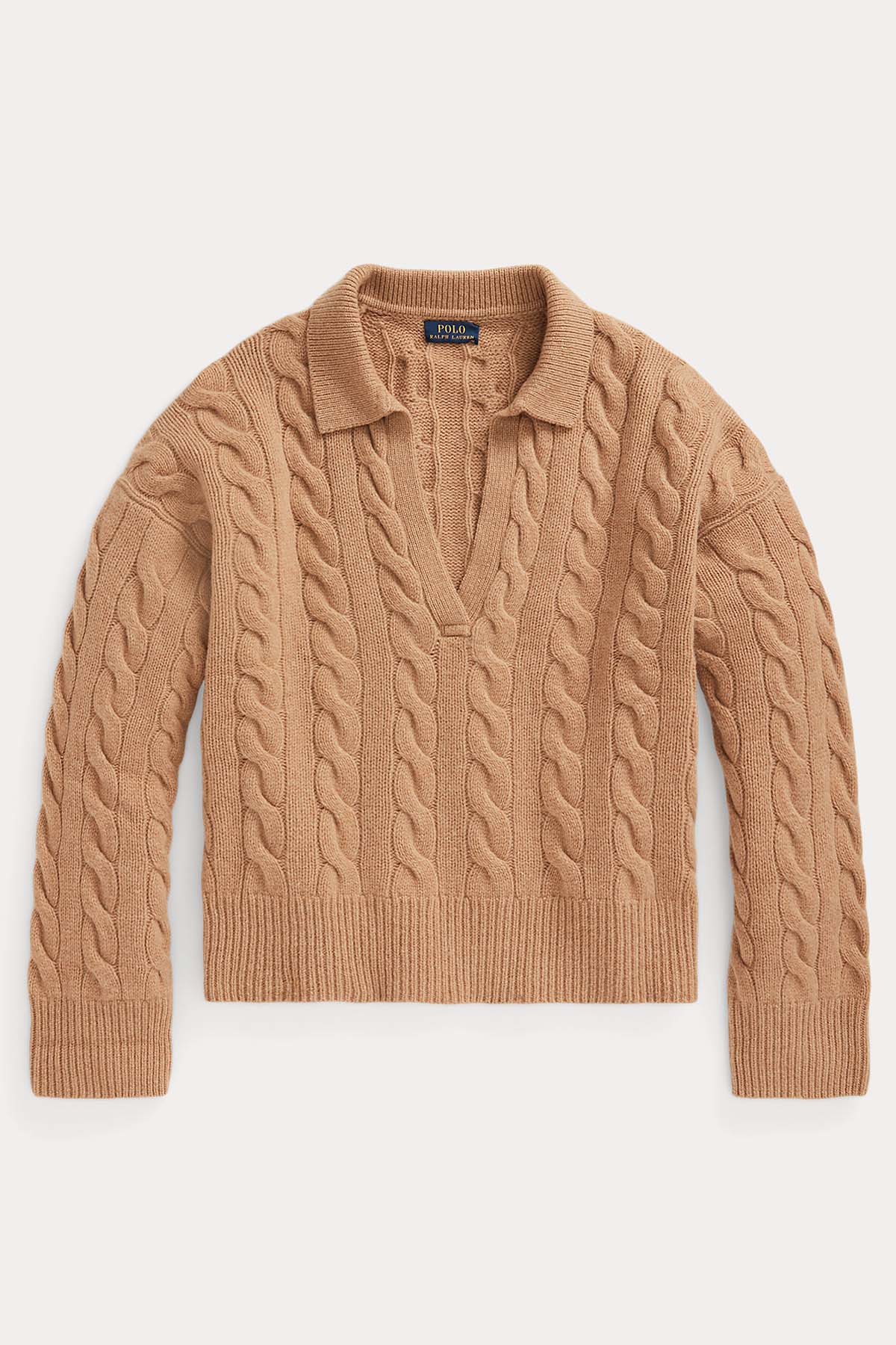 Polo Ralph Lauren Geniş Kesim V Yaka Kaşmirli Saç Örgü Triko-Libas Trendy Fashion Store