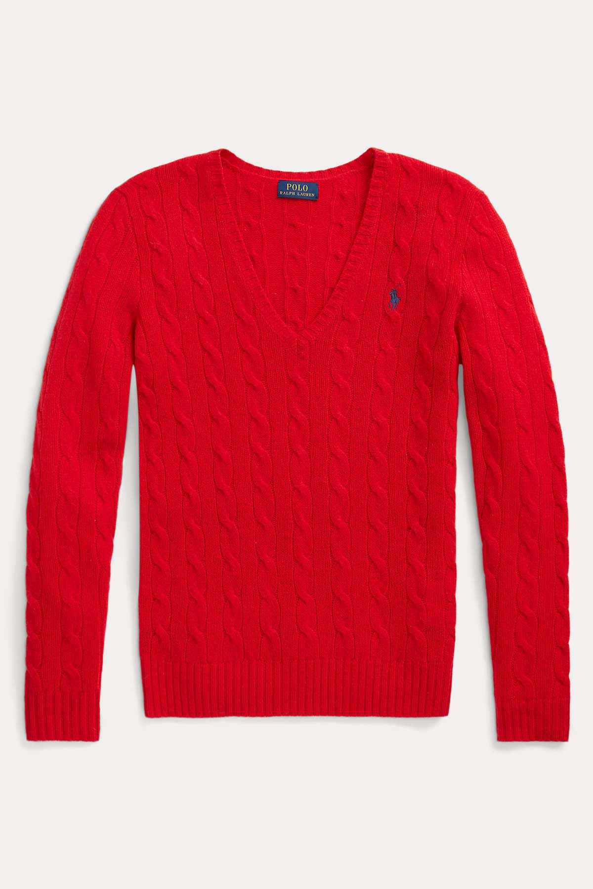 Polo Ralph Lauren V Yaka Saç Örgü Kaşmirli Yün Triko-Libas Trendy Fashion Store