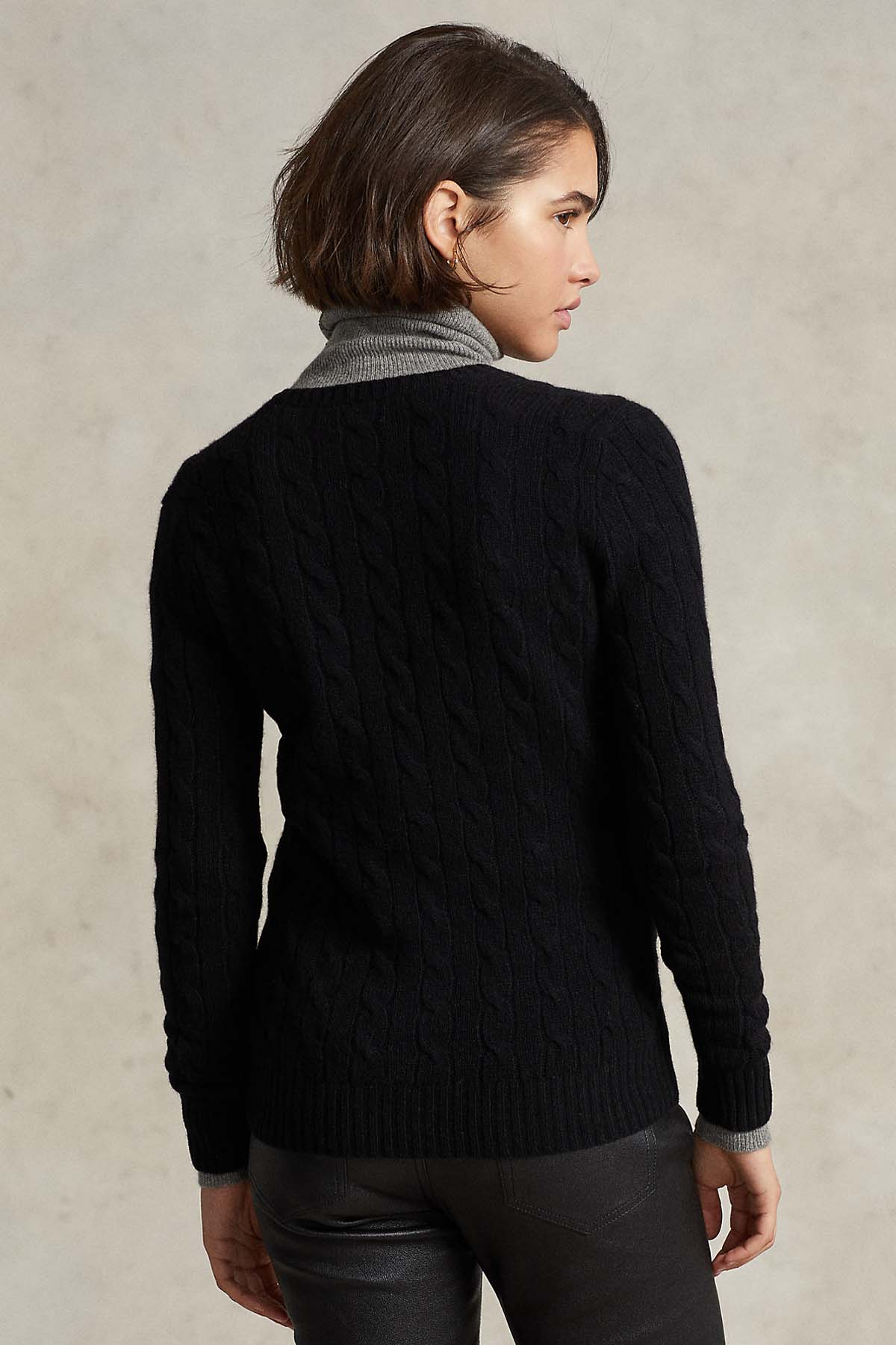 Polo Ralph Lauren V Yaka Saç Örgü Kaşmirli Yün Triko-Libas Trendy Fashion Store