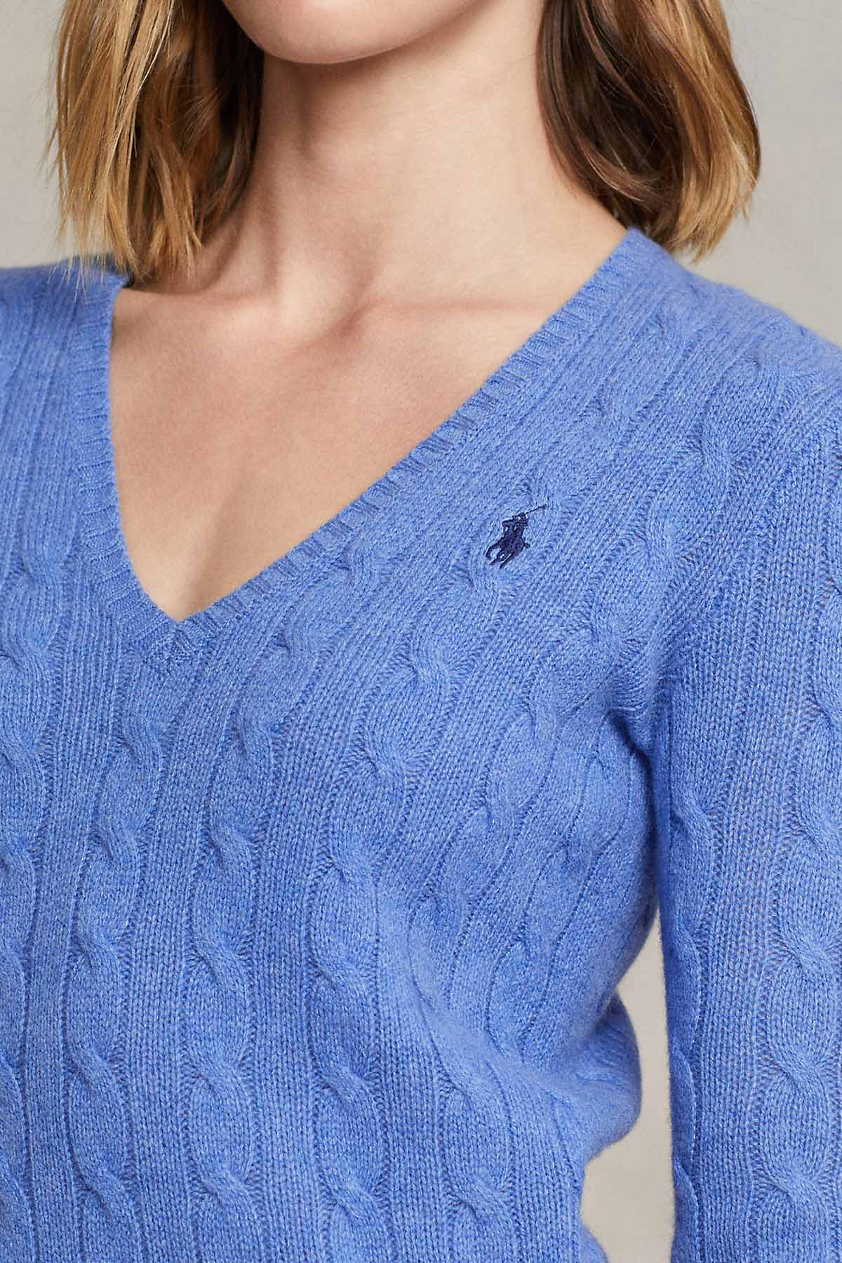 Polo Ralph Lauren V Yaka Saç Örgü Kaşmirli Yün Triko-Libas Trendy Fashion Store