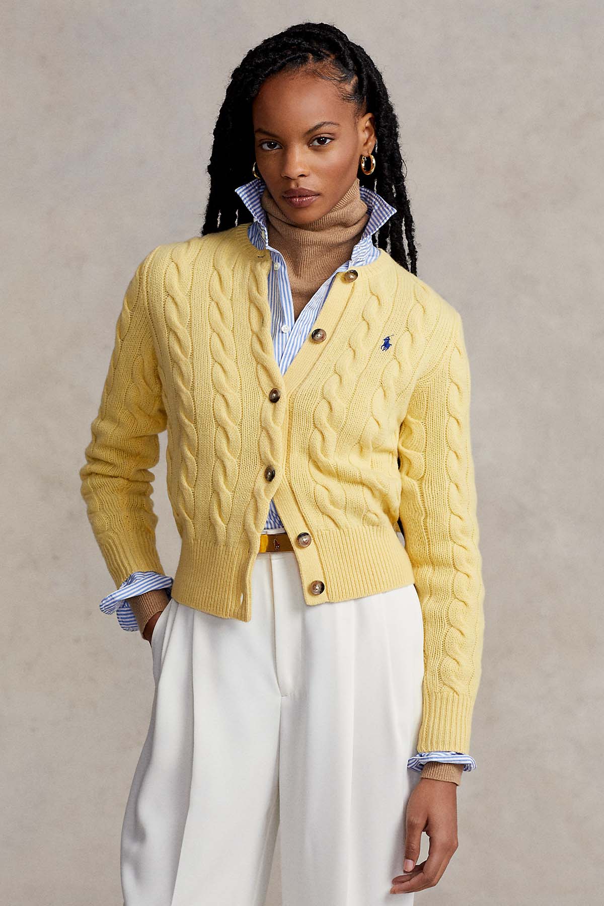 Polo Ralph Lauren Saç Örgü Kaşmirli Yün Triko Ceket-Libas Trendy Fashion Store