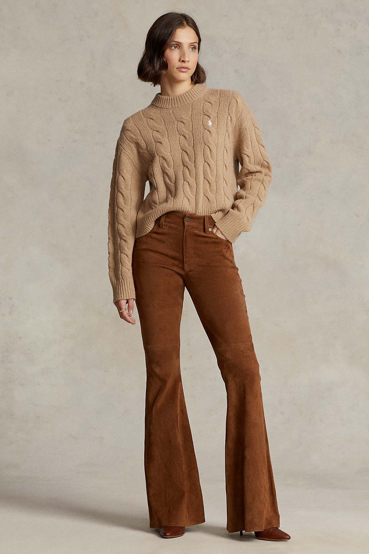 Polo Ralph Lauren Geniş Kesim Saç Örgü Kaşmirli Yün Triko-Libas Trendy Fashion Store