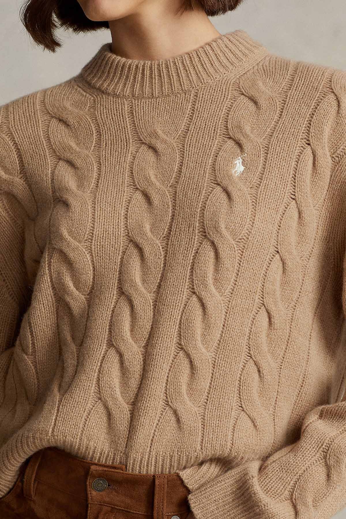 Polo Ralph Lauren Geniş Kesim Saç Örgü Kaşmirli Yün Triko-Libas Trendy Fashion Store