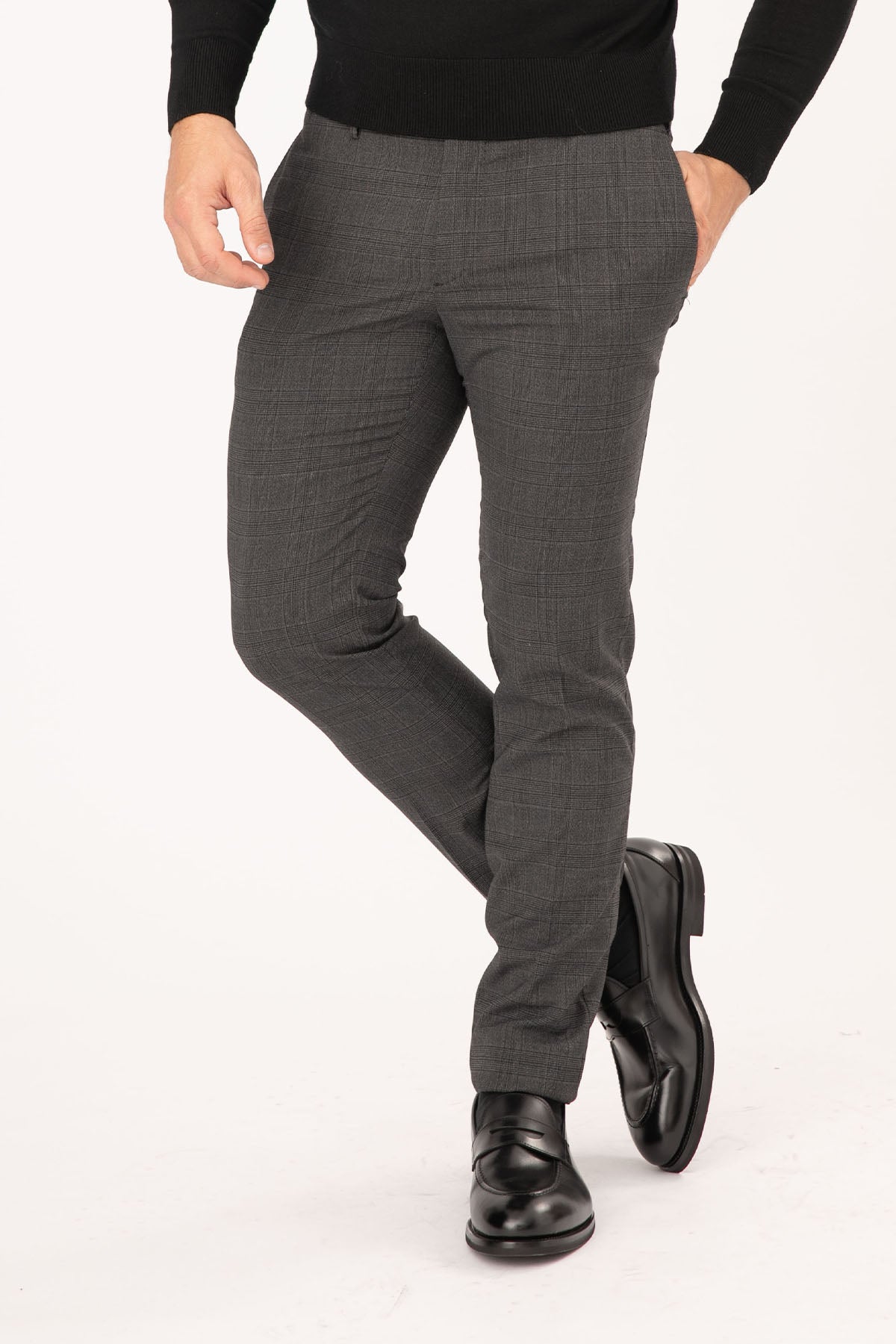 Pantaloni Torino Ekoseli Super Slim Fit Yün Pantolon-Libas Trendy Fashion Store