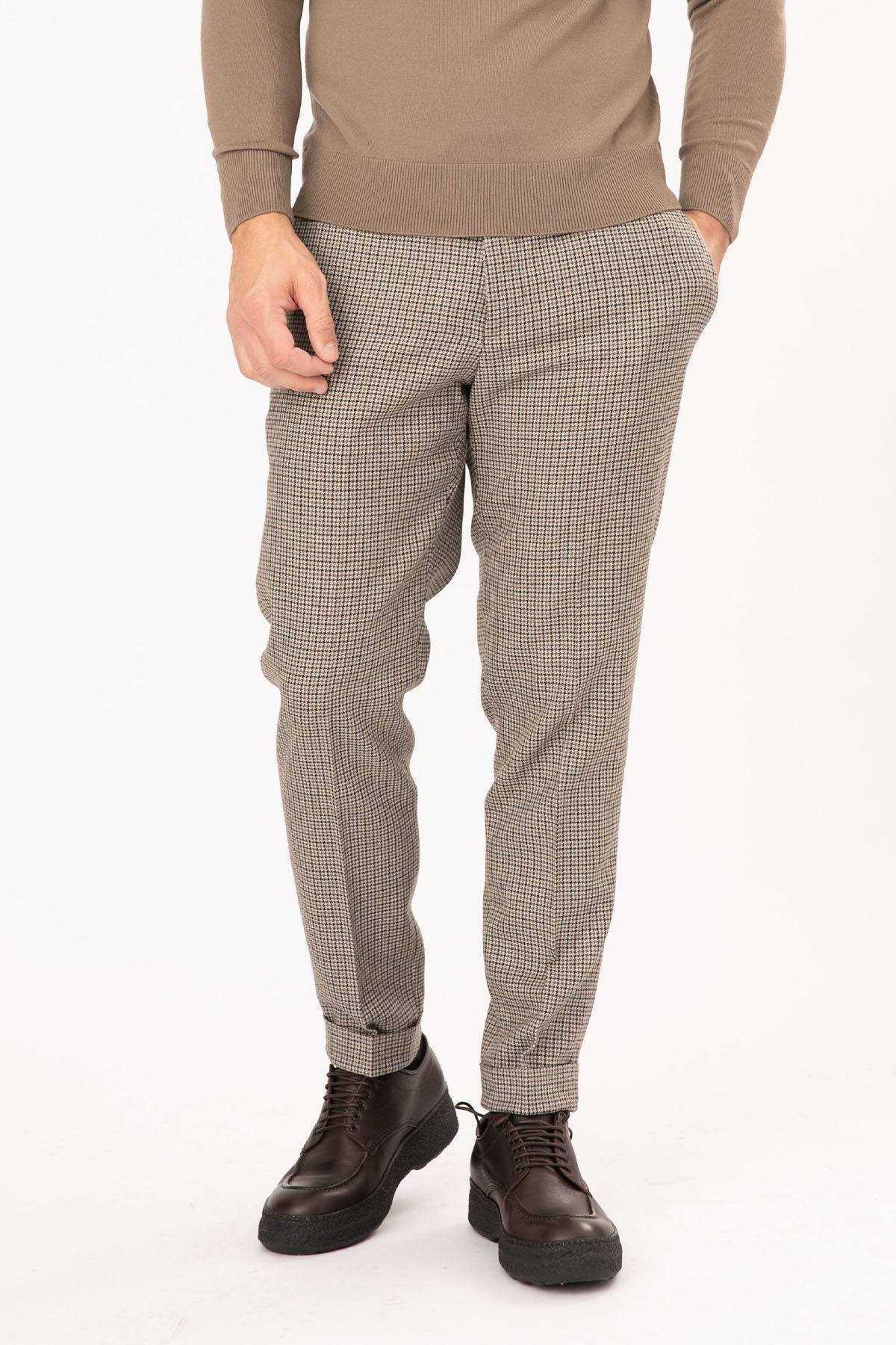 Pantaloni Torino Kazayağı Desenli Yün Pantolon-Libas Trendy Fashion Store