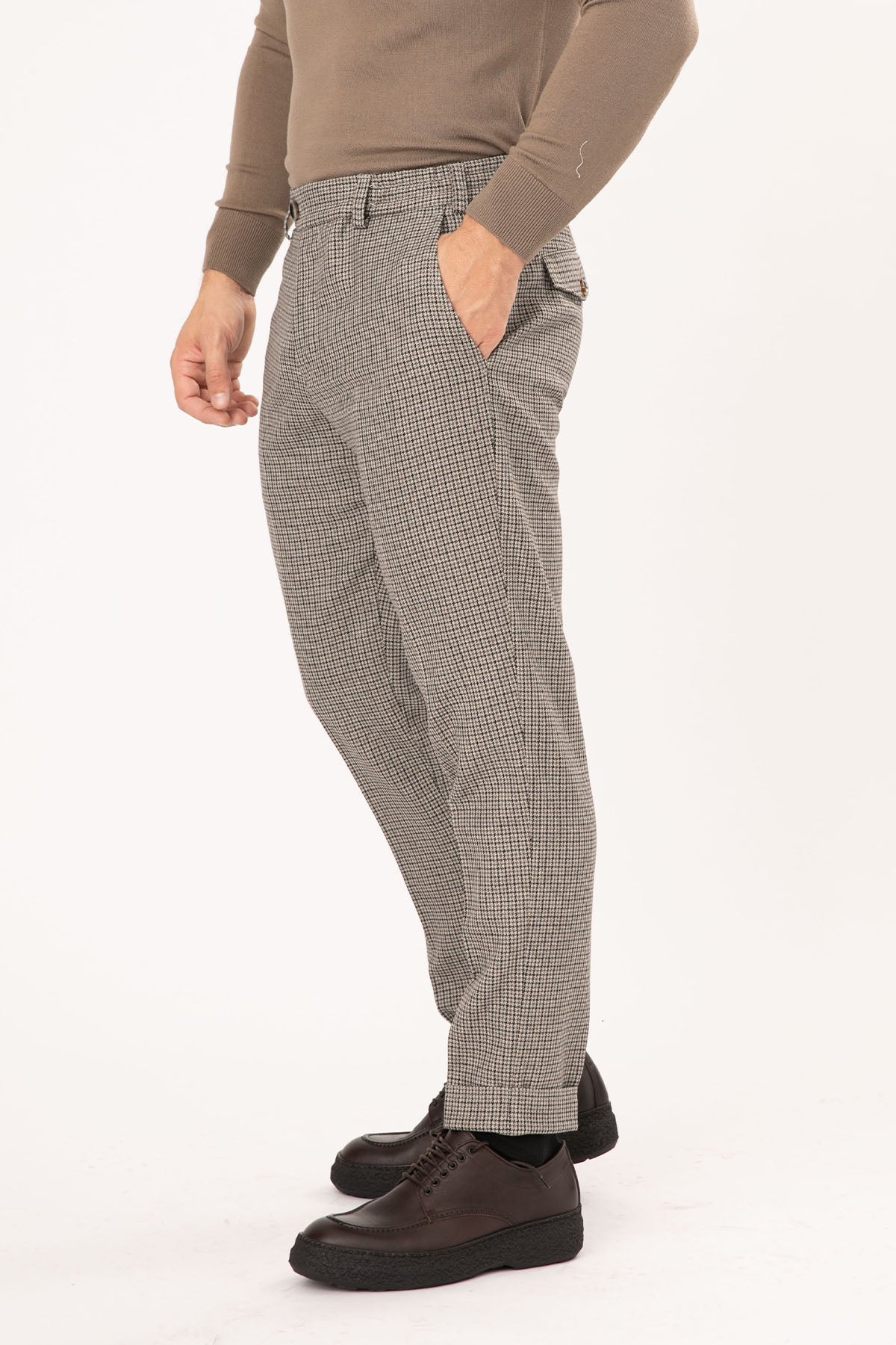 Pantaloni Torino Kazayağı Desenli Yün Pantolon-Libas Trendy Fashion Store