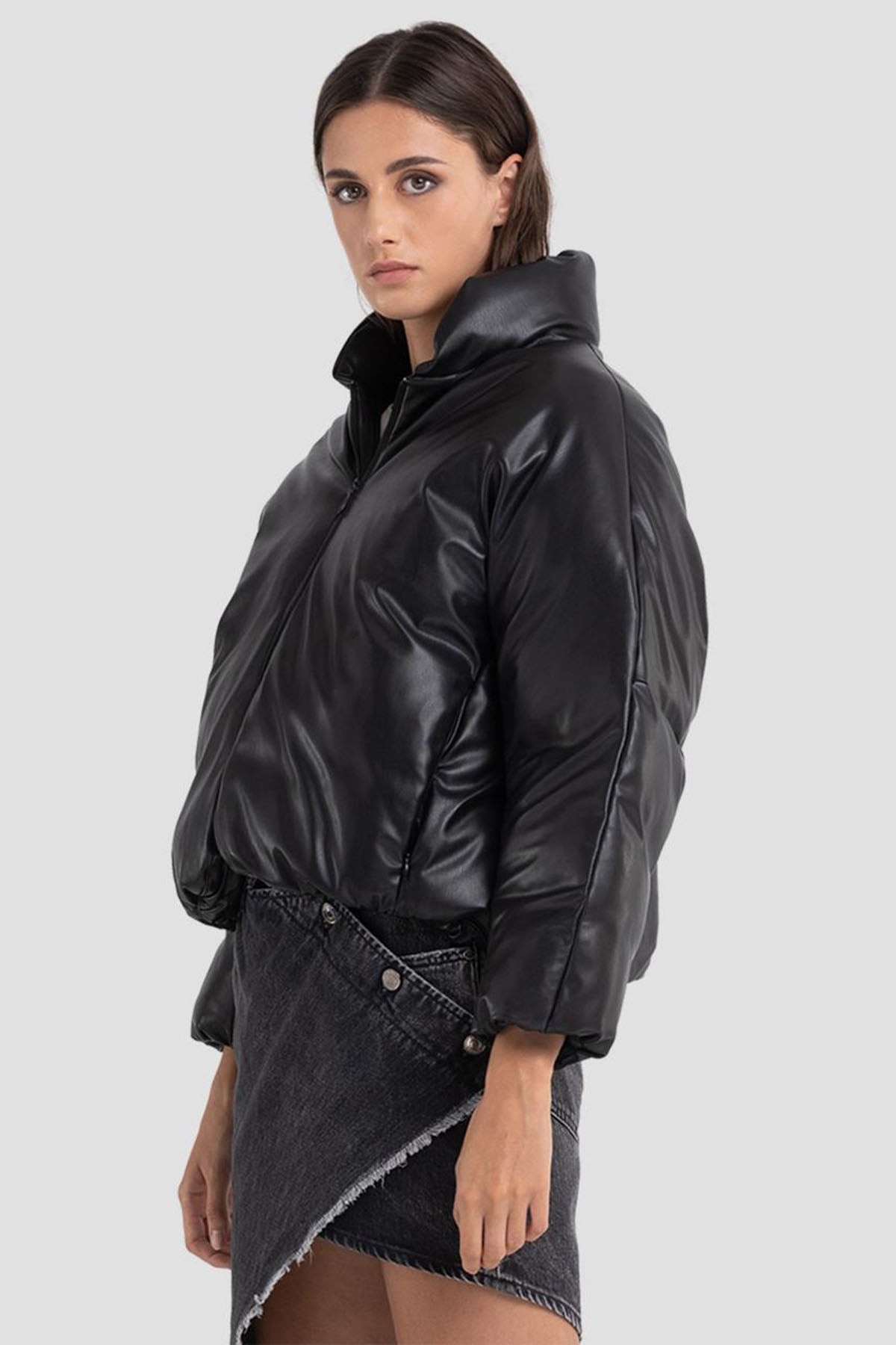 Replay Geniş Kesim Deri Puffer Mont-Libas Trendy Fashion Store