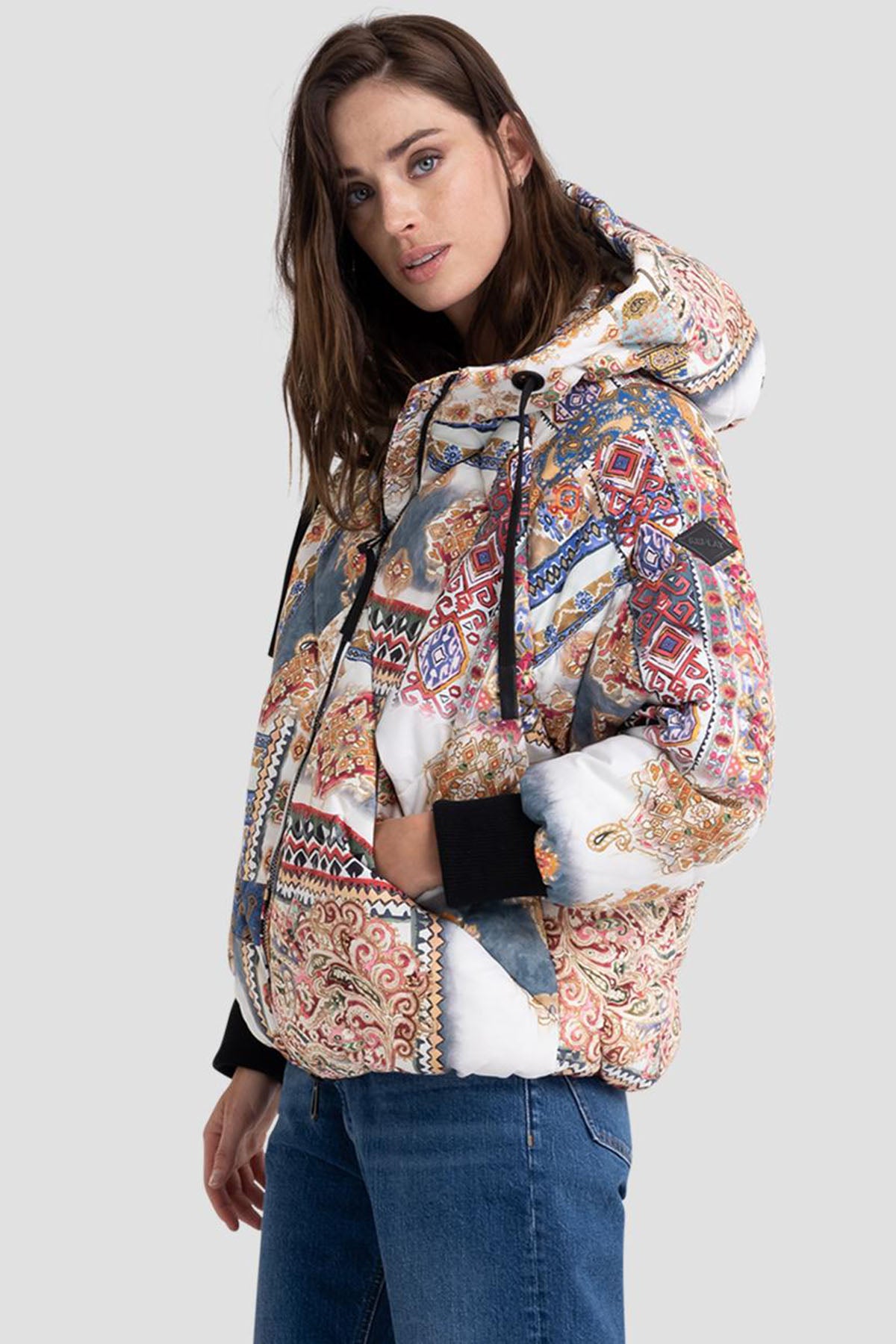Replay Kapüşonlu Desenli Puffer Mont-Libas Trendy Fashion Store