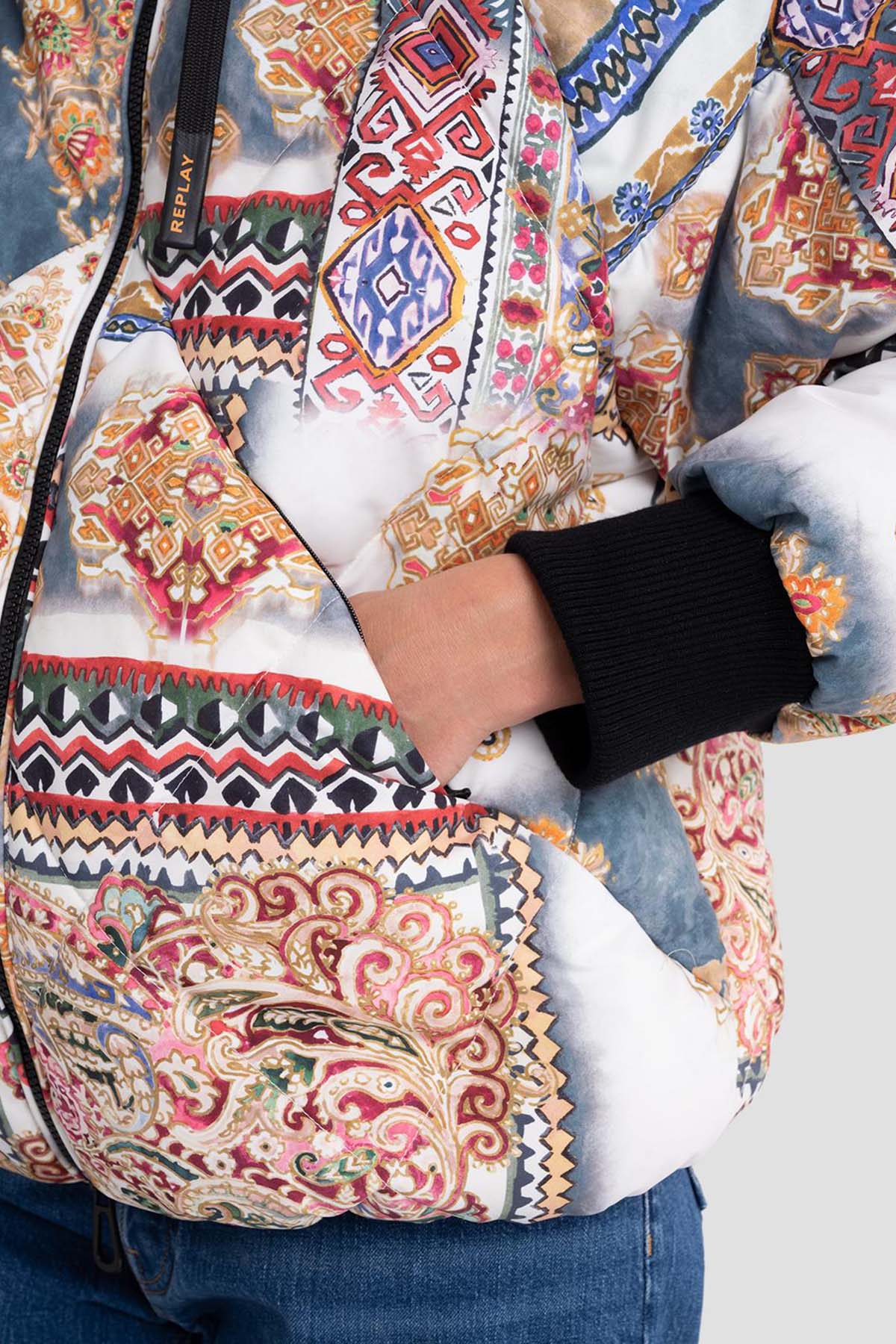 Replay Kapüşonlu Desenli Puffer Mont-Libas Trendy Fashion Store