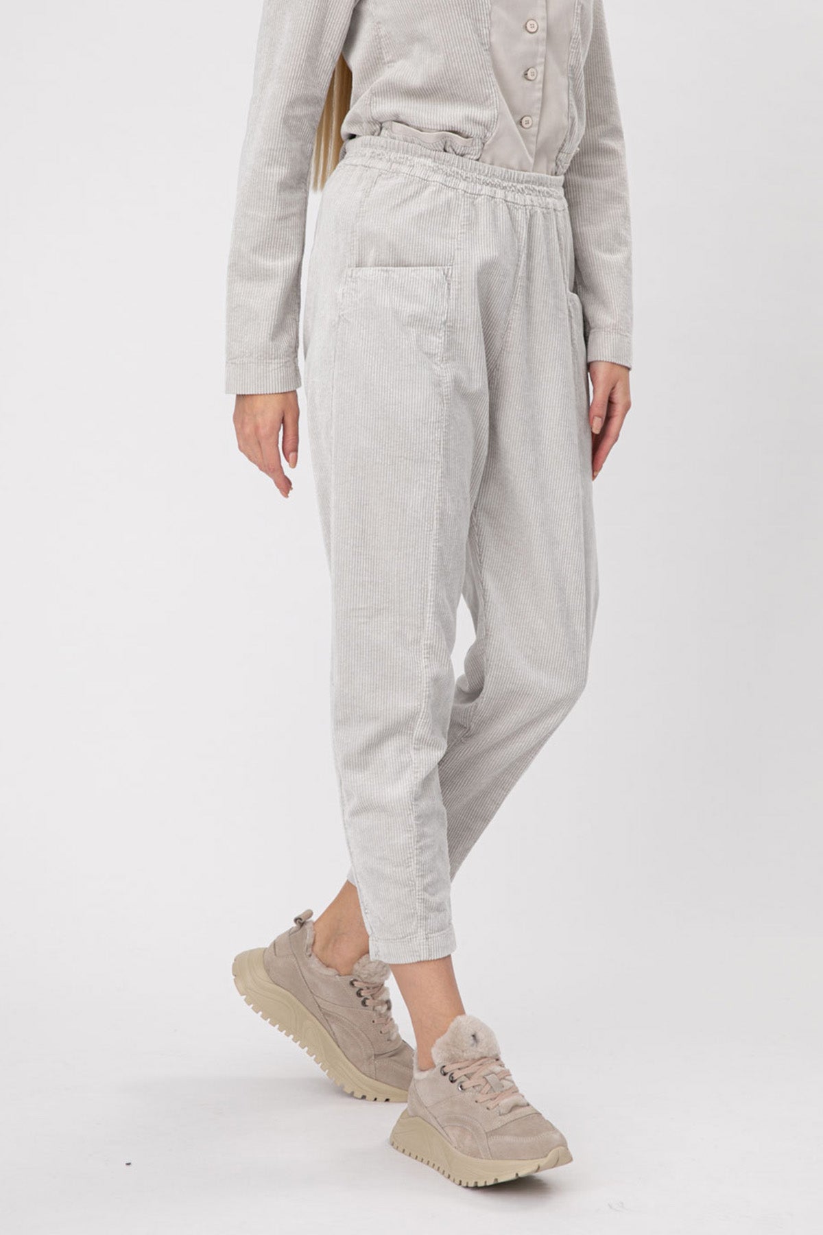 Transit Beli Lastikli Fitilli Kadife Pantolon
