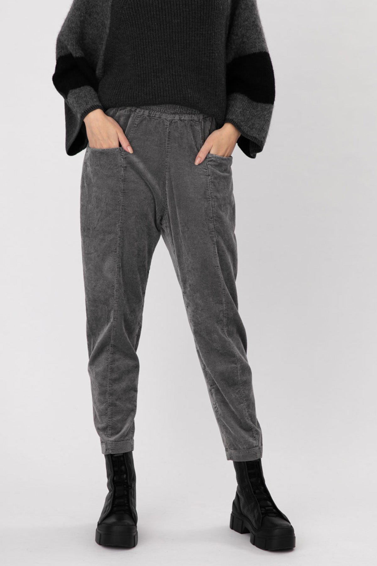 Transit Beli Lastikli Fitilli Kadife Pantolon