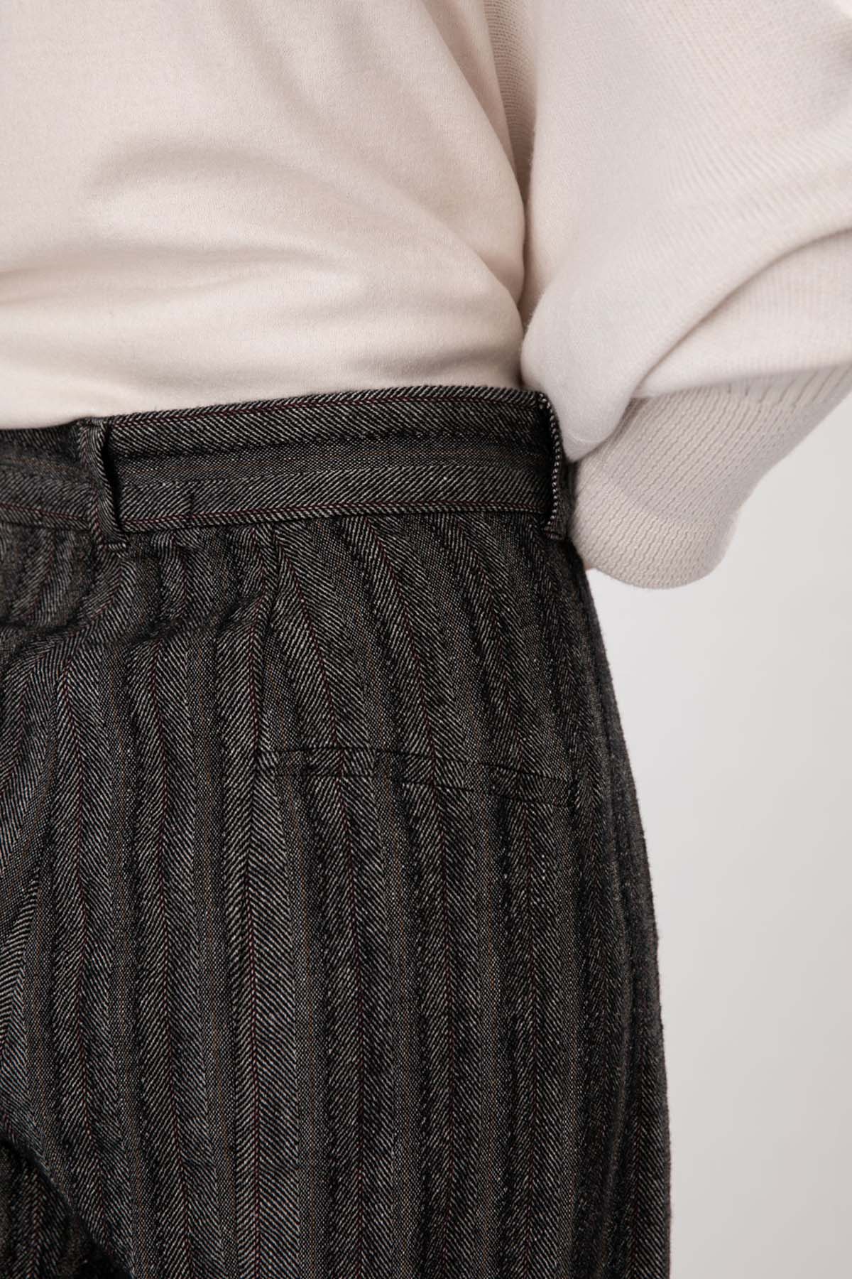 Transit Çizgili Ketenli Crop Pantolon-Libas Trendy Fashion Store